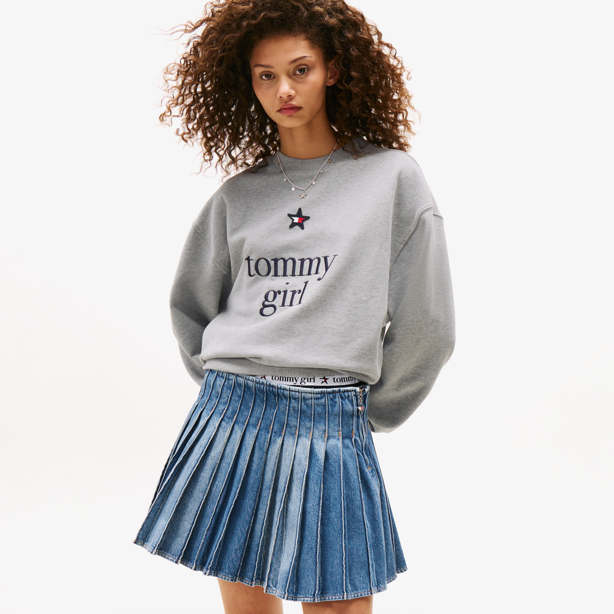 Tommy Hilfiger Graphic Yuvarlak Yaka Çocuk Gri Sweatshirt