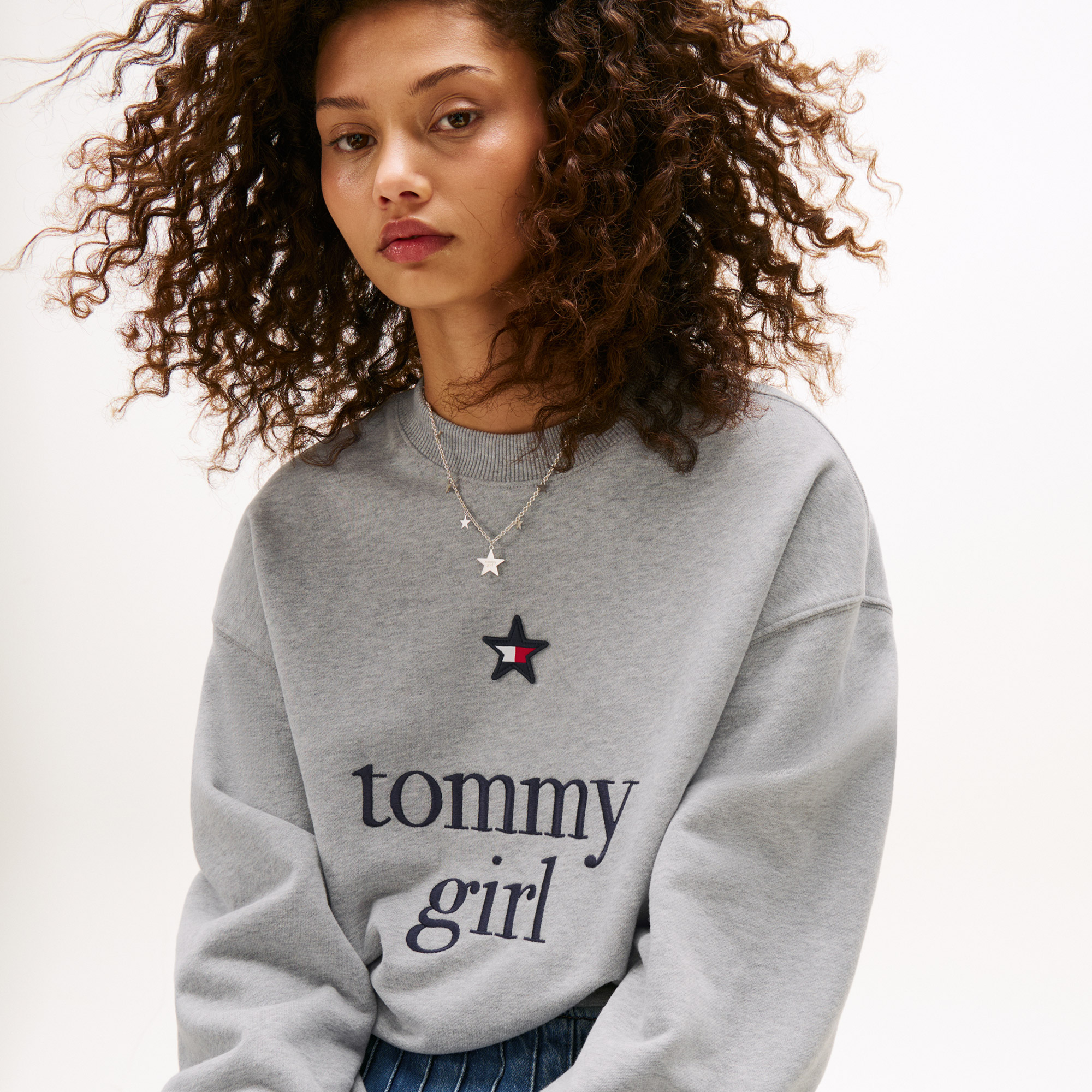 Tommy Hilfiger Graphic Yuvarlak Yaka Çocuk Gri Sweatshirt