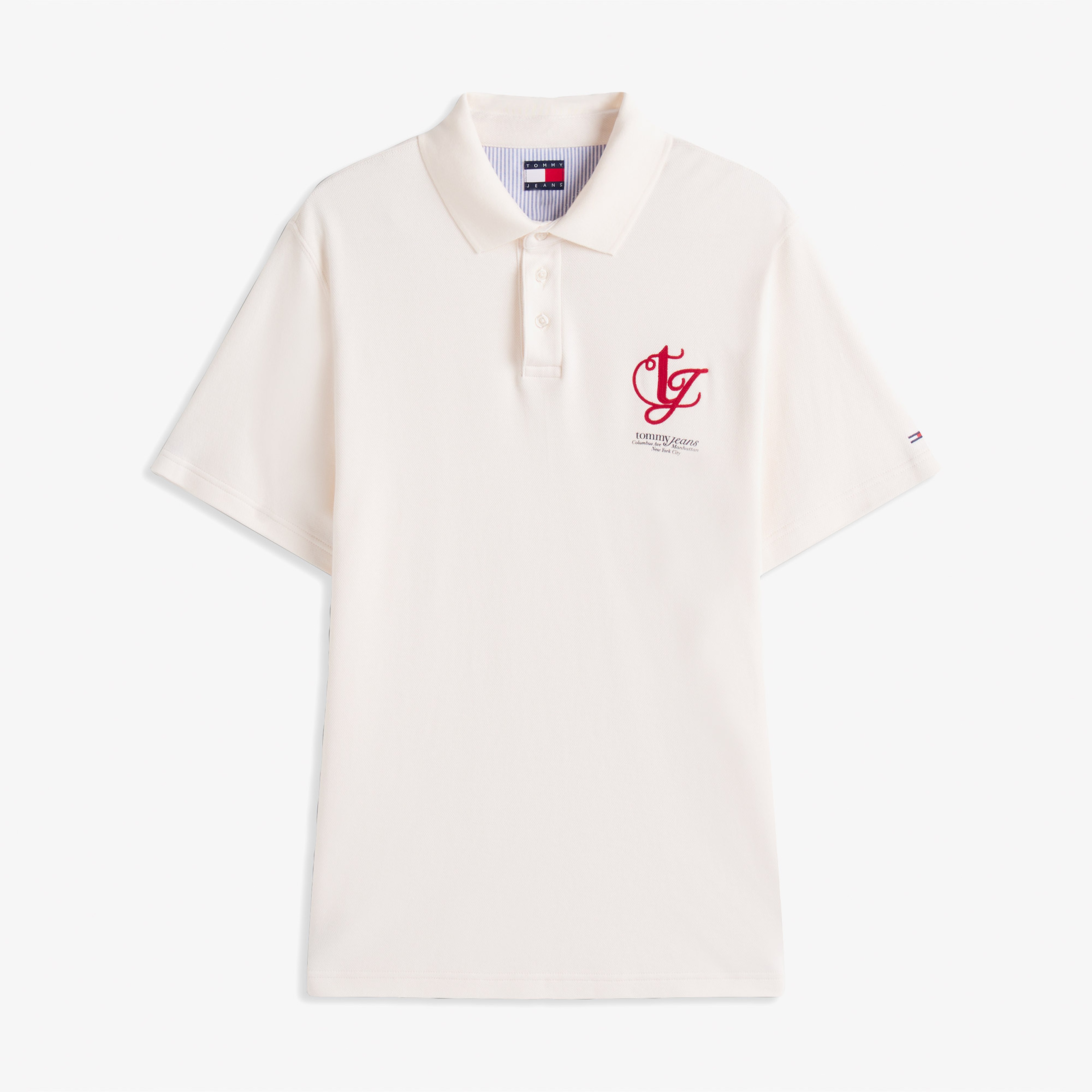 Tommy Jeans Regular Monogram Erkek Beyaz Polo Yaka T-Shirt