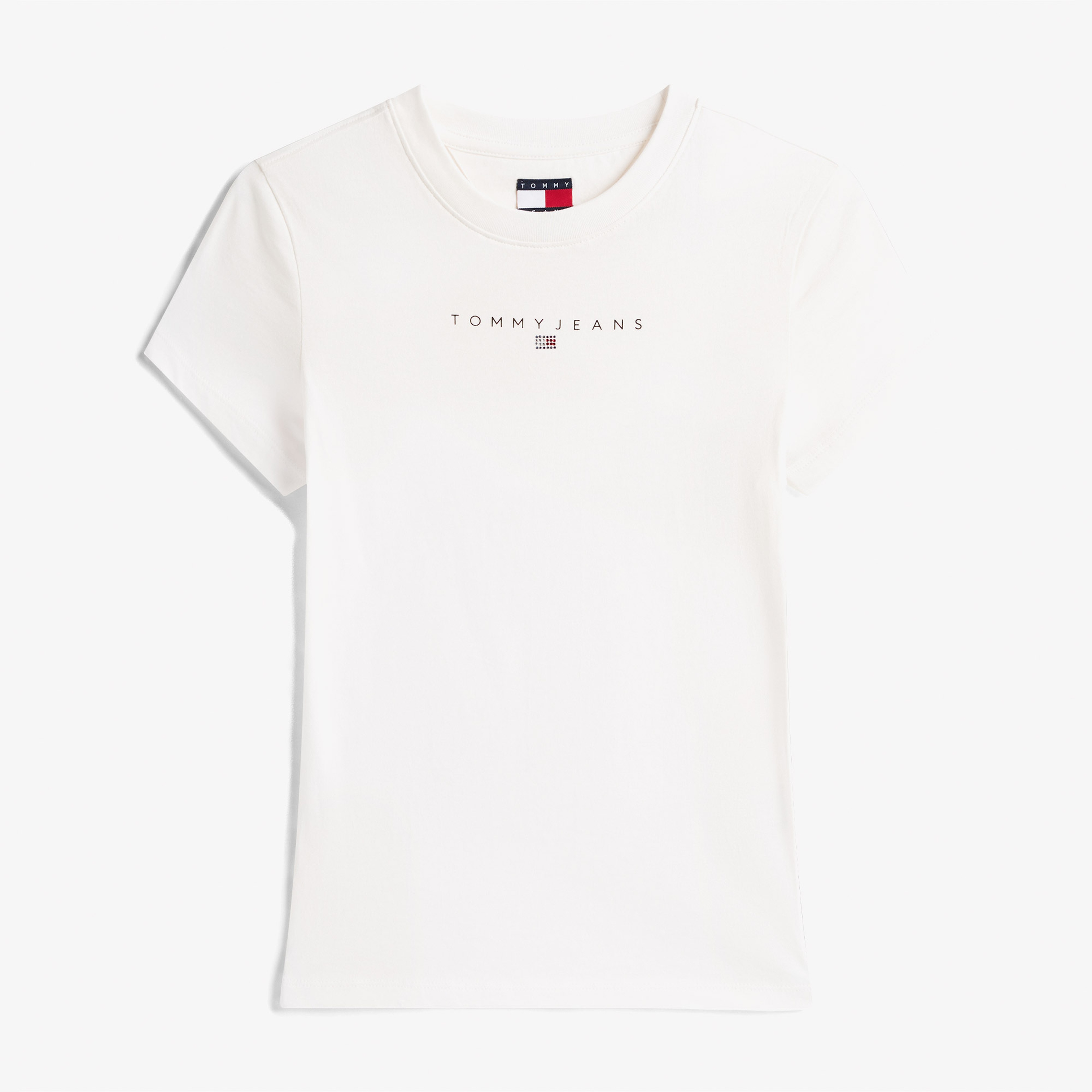 Tommy Jeans Slim Bling Linear Kadın Beyaz T-Shirt