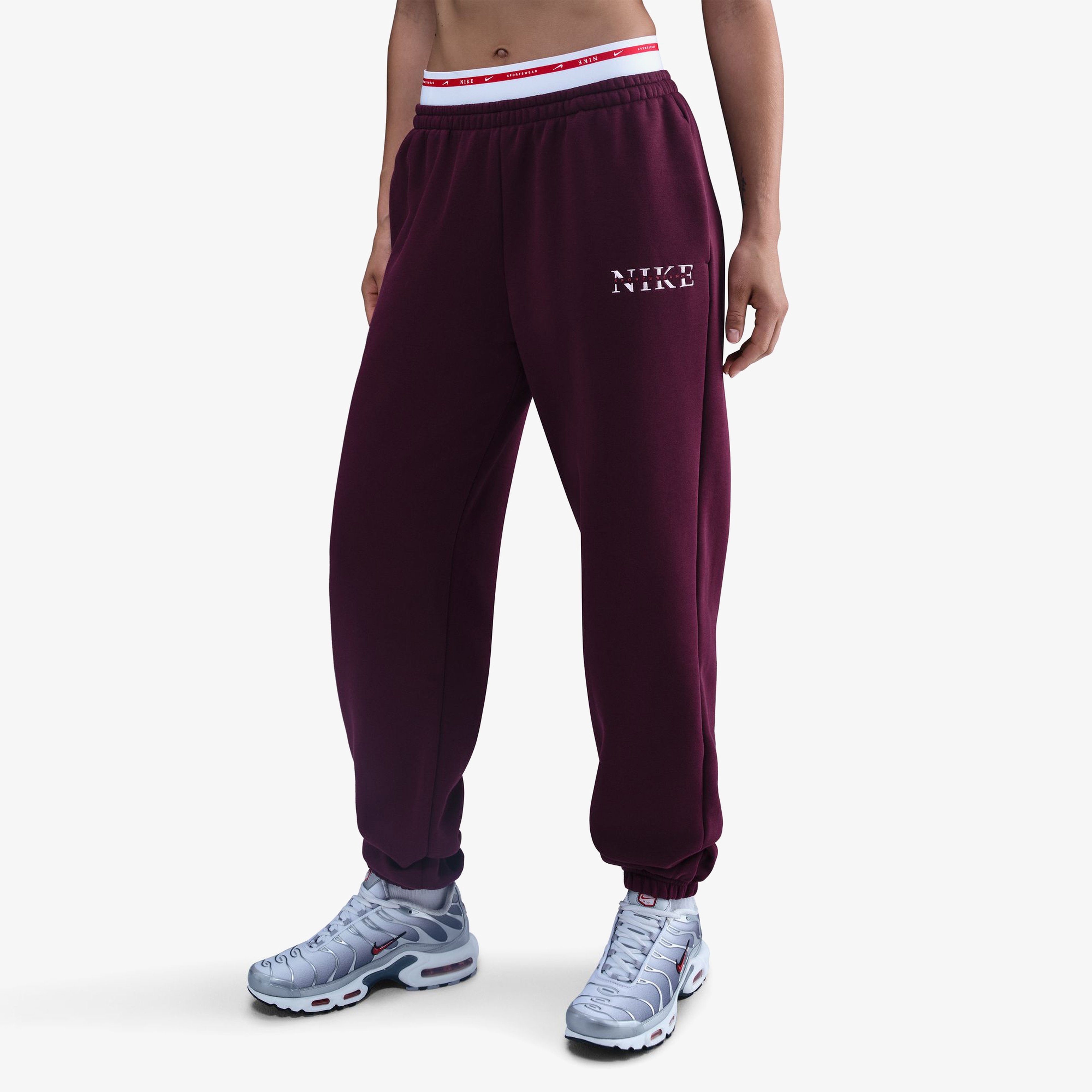Nike Sportswear Phoenix Fleece Kadın Bordo Eşofman Altı