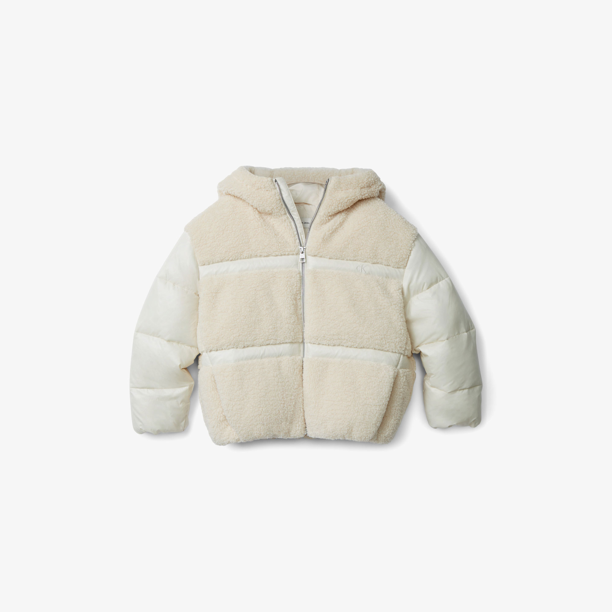 Calvin Klein Teddy Shiny Puffer Çocuk Krem Rengi Mont