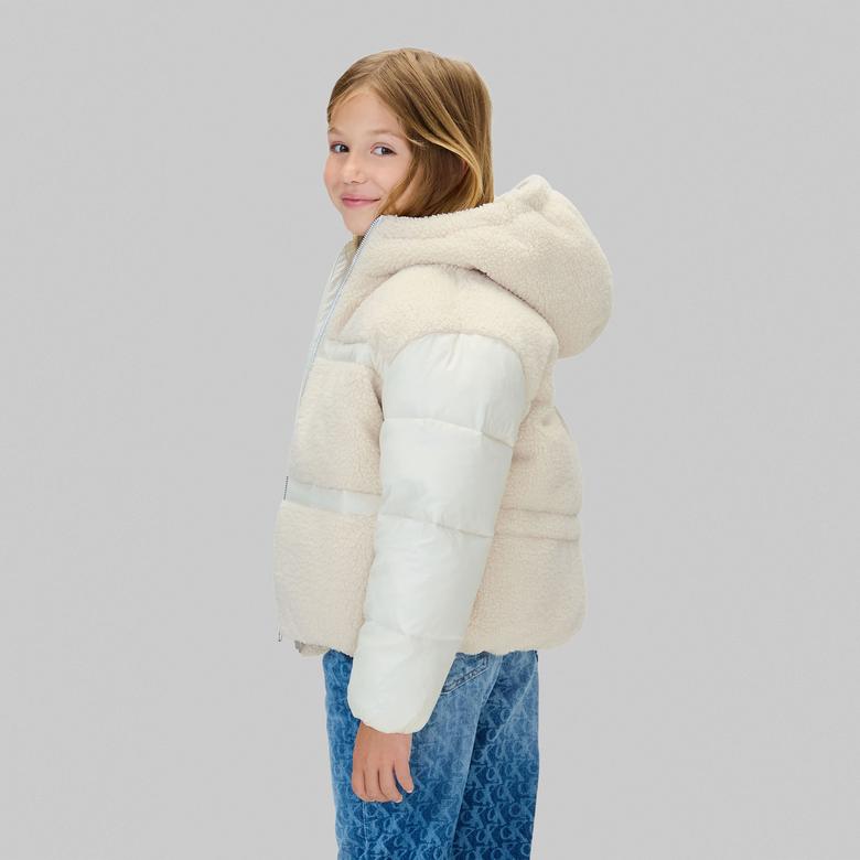 Calvin Klein Teddy Shiny Puffer Çocuk Krem Rengi Mont