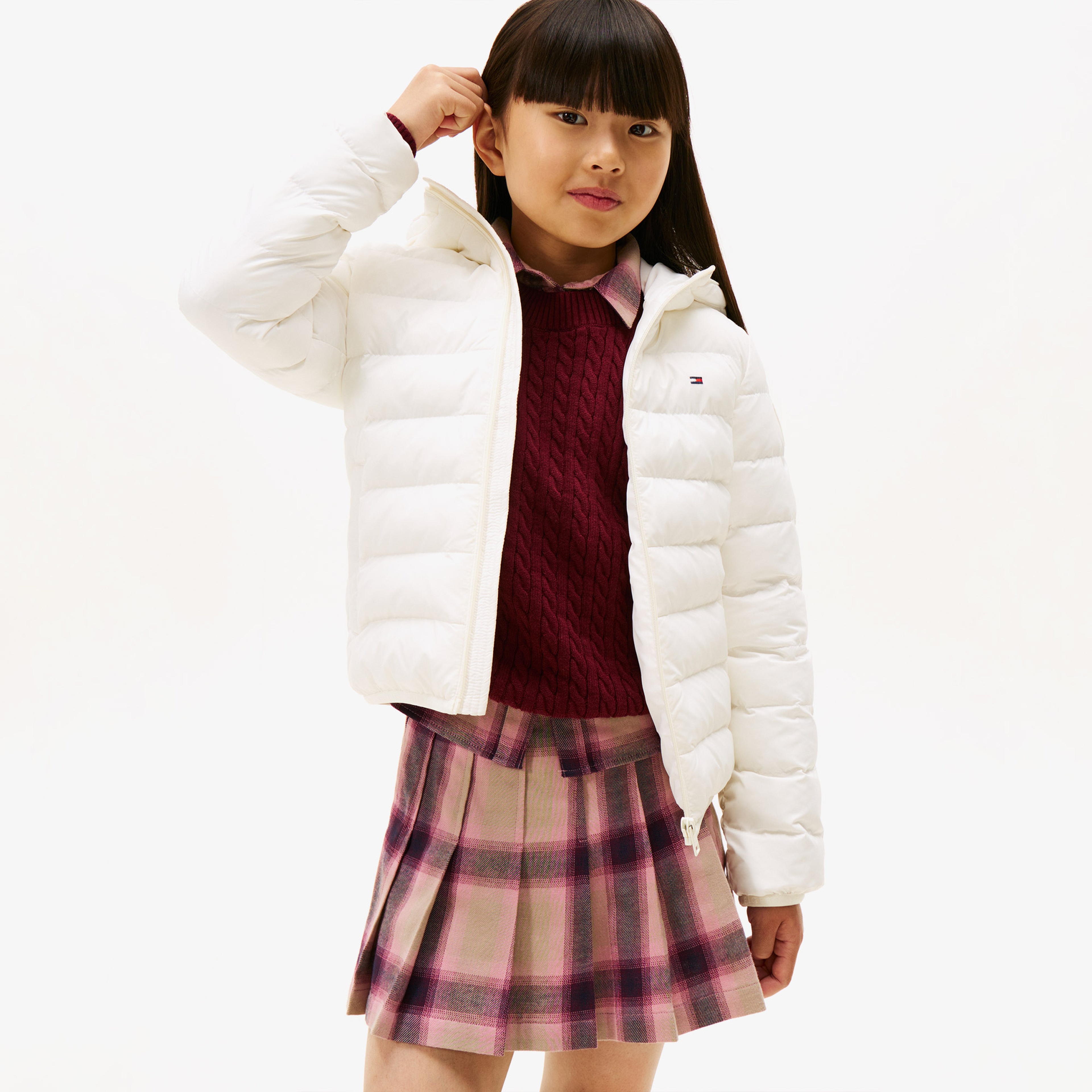 Tommy Hilfiger Lightweight Çocuk Beyaz Puffer Mont