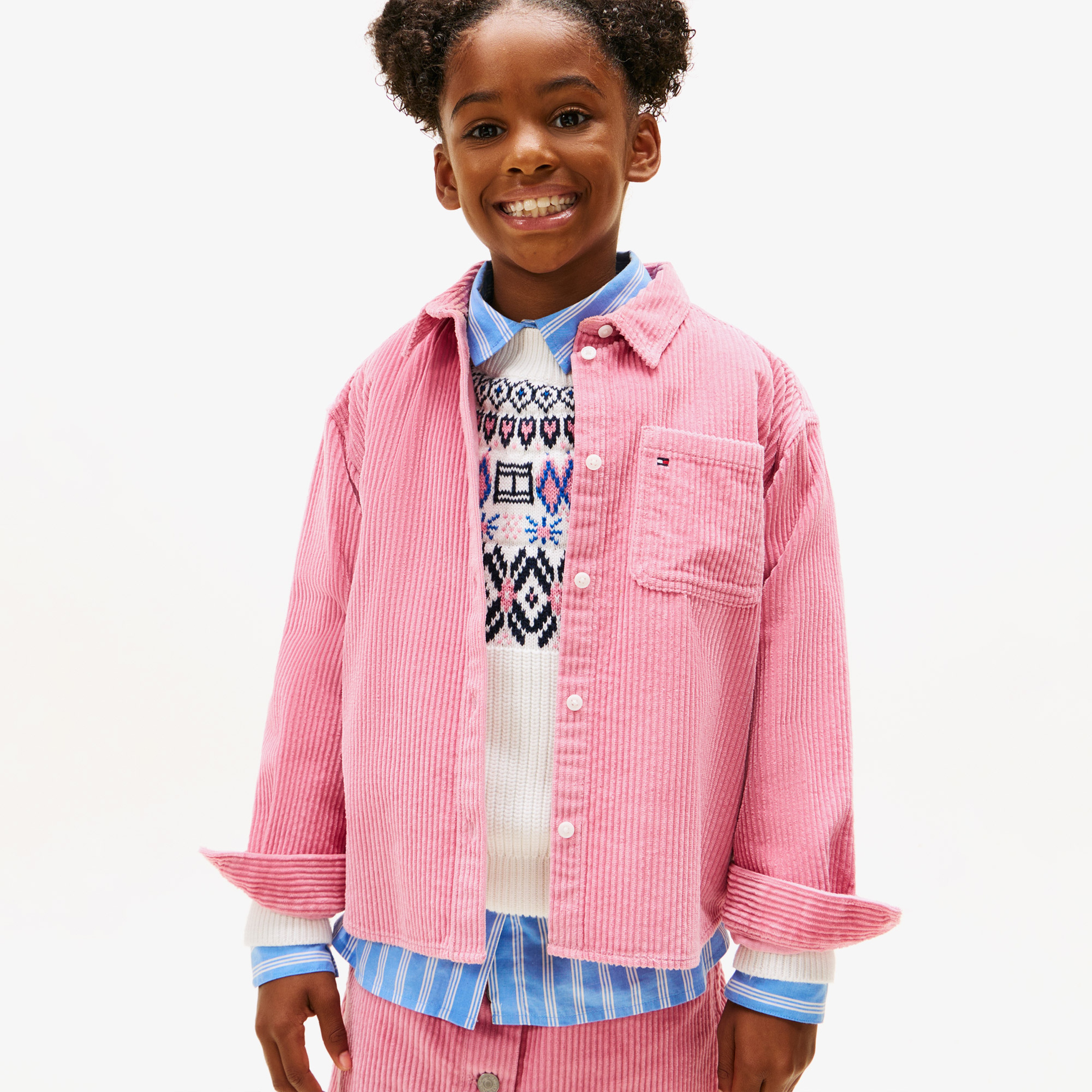 Tommy Hilfiger Corduroy Çocuk Pembe Gömlek