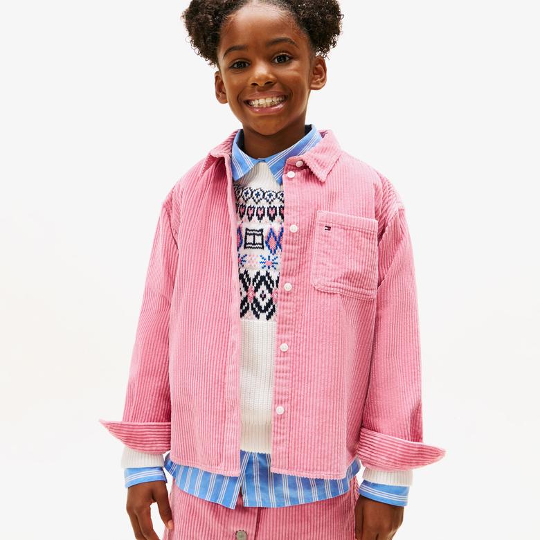 Tommy Hilfiger Corduroy Çocuk Pembe Gömlek
