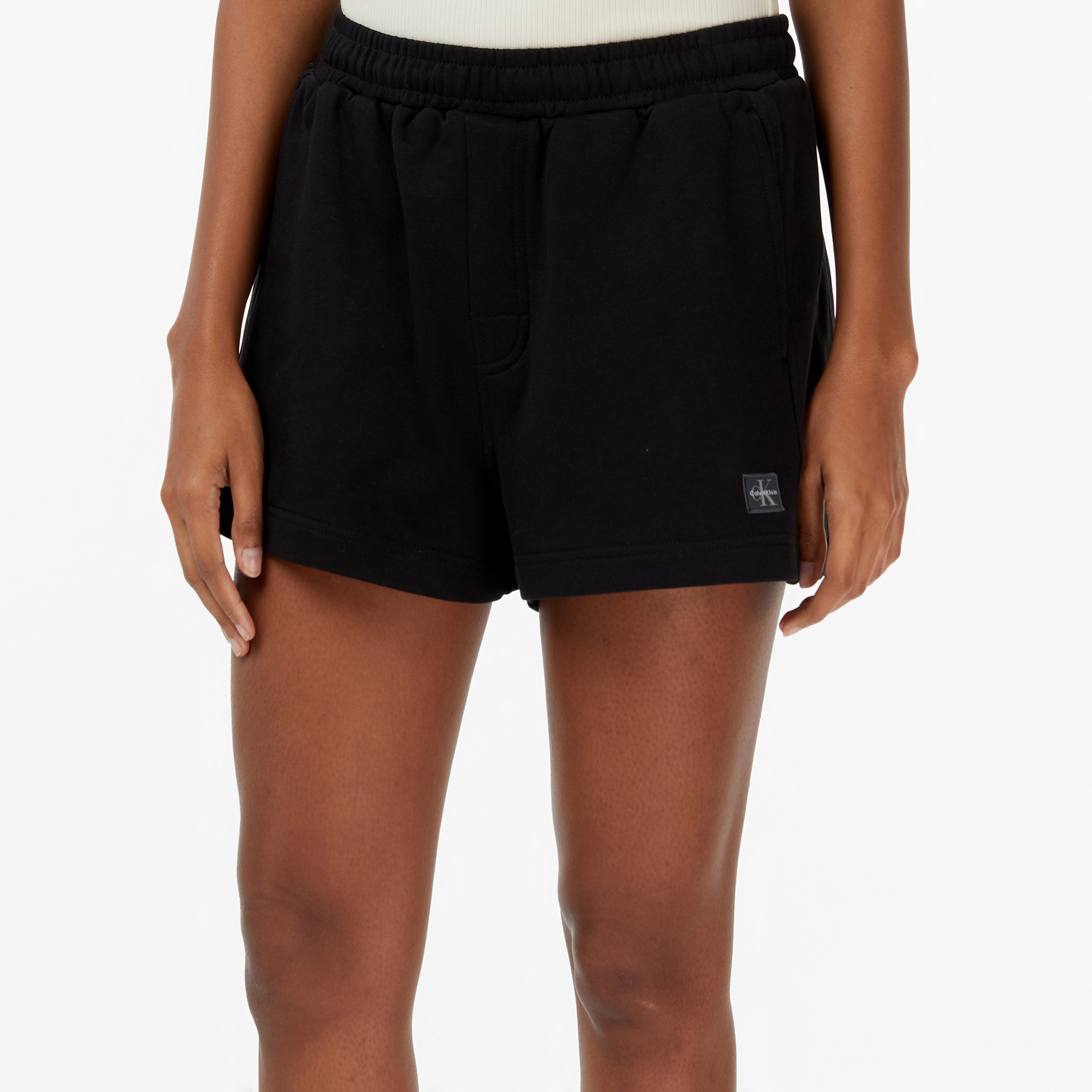 Calvin Klein A French Terry Badge Logo Kadın Siyah Şort