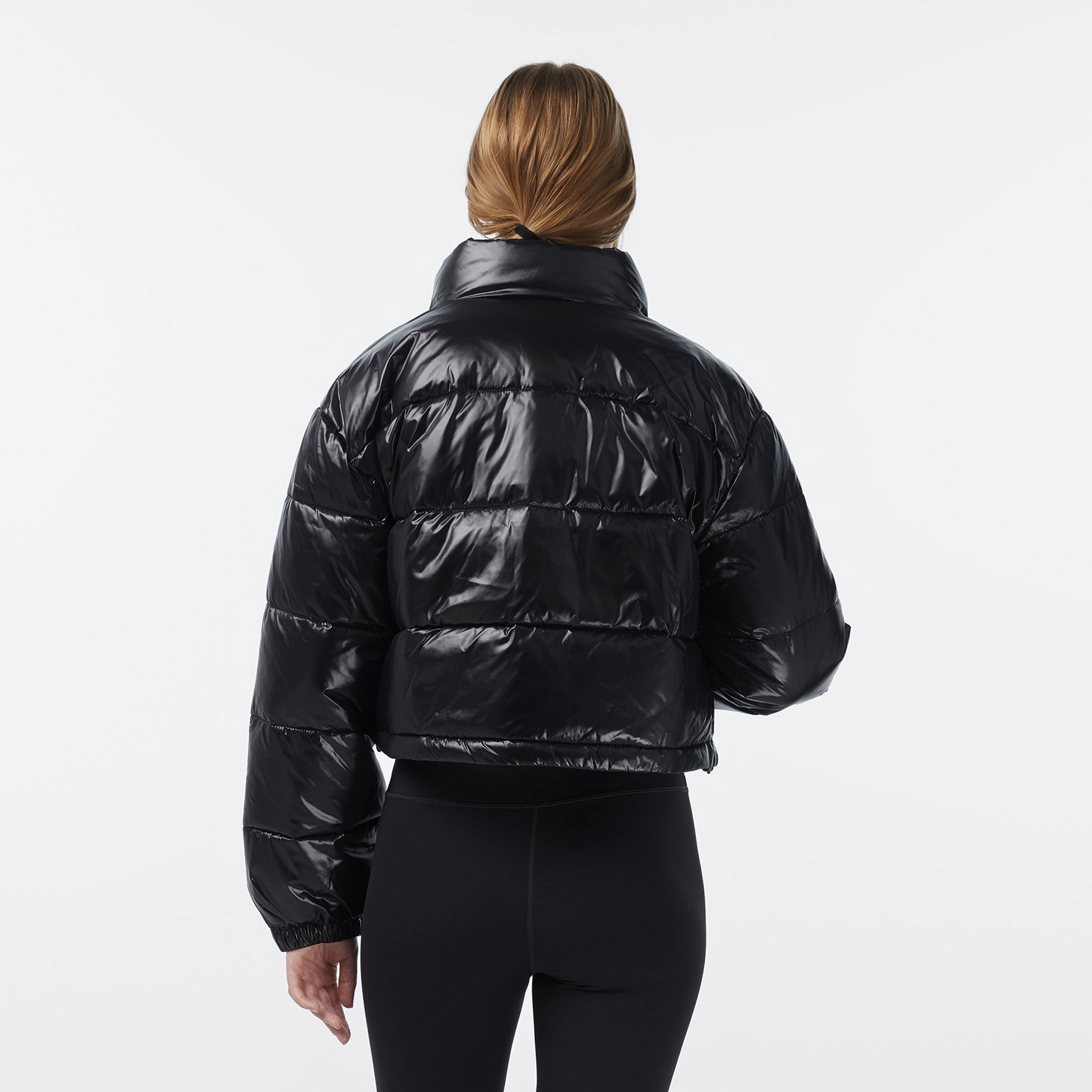 Calvin Klein Shine Crop Puffer Kadın Siyah Mont