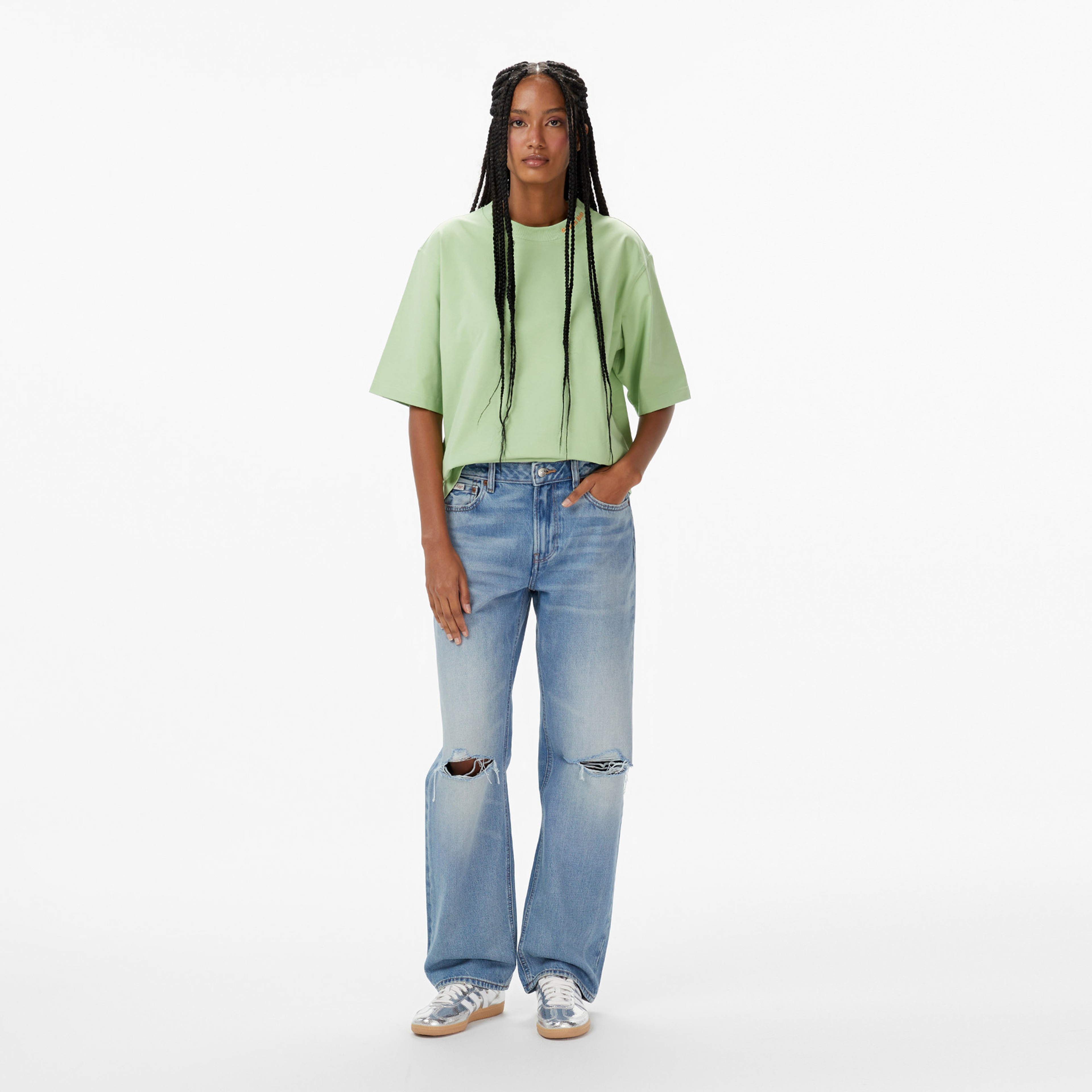 Calvin Klein Cooling Relaxed Kadın Yeşil T-Shirt