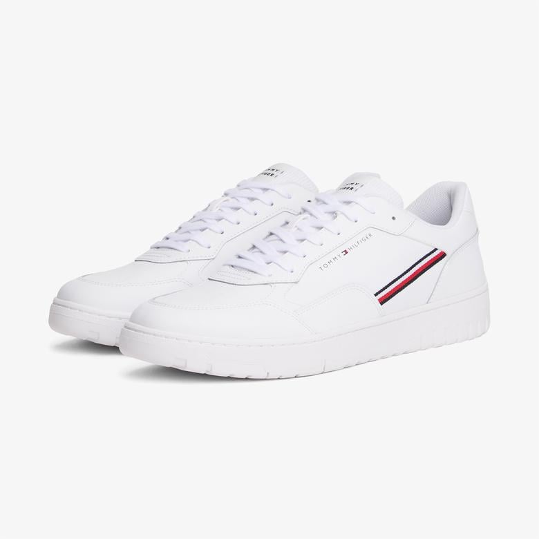 Tommy Hilfiger Basket Core Stripes Erkek Beyaz Sneaker