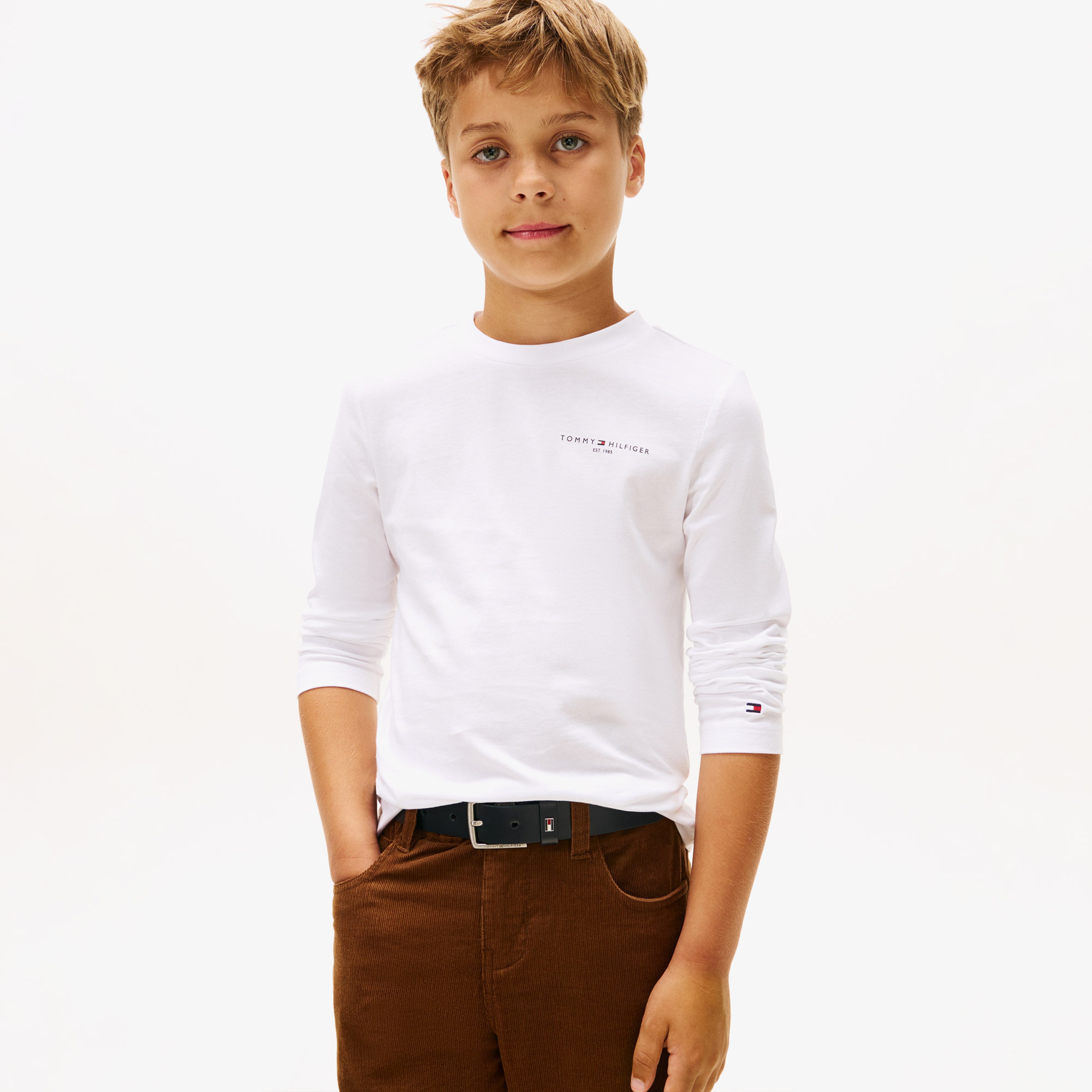 Tommy Hilfiger Mini Corp Çocuk Uzun Kollu Beyaz T-Shirt
