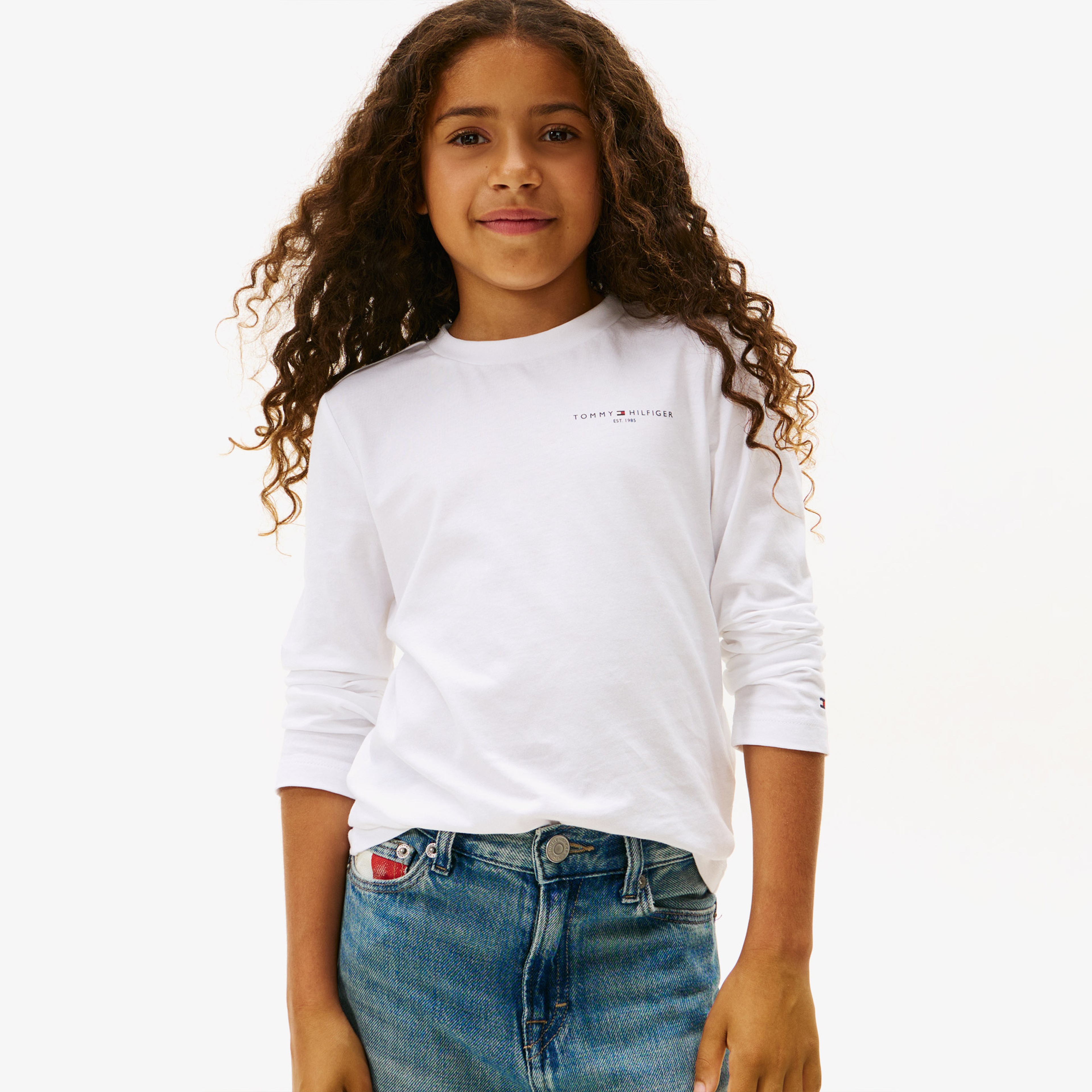 Tommy Hilfiger Mini Corp Çocuk Uzun Kollu Beyaz T-Shirt