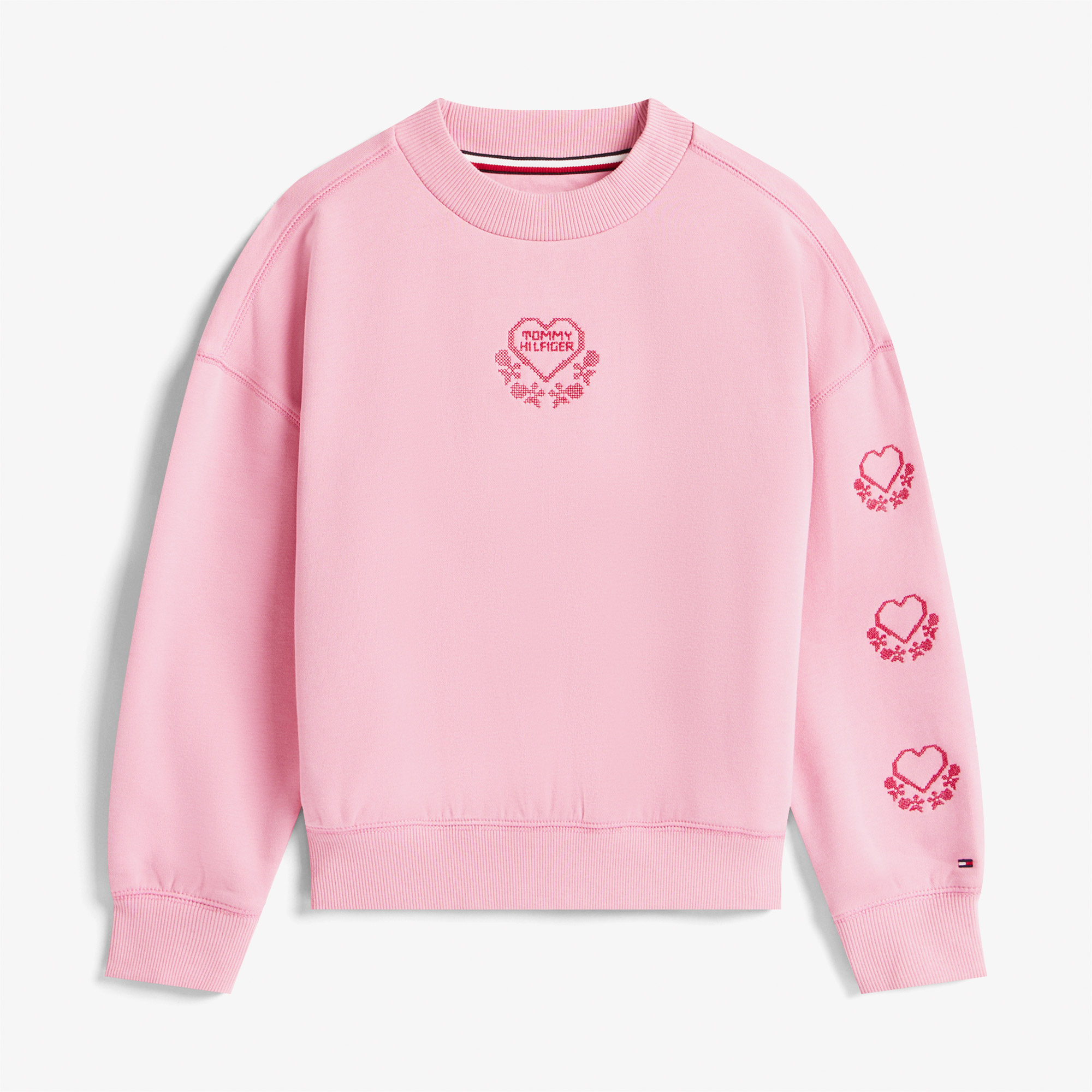 Tommy Hilfiger Embroidered Heart Çocuk Pembe Sweatshirt
