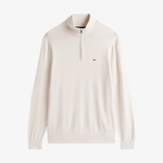 Tommy Hilfiger Essential Erkek Yarım Fermuarlı Triko Krem Triko