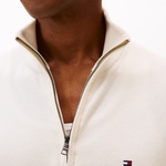 Tommy Hilfiger Essential Erkek Yarım Fermuarlı Triko Krem Triko