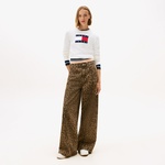 Tommy Jeans Sparkle Flag Kadın Beyaz Kazak