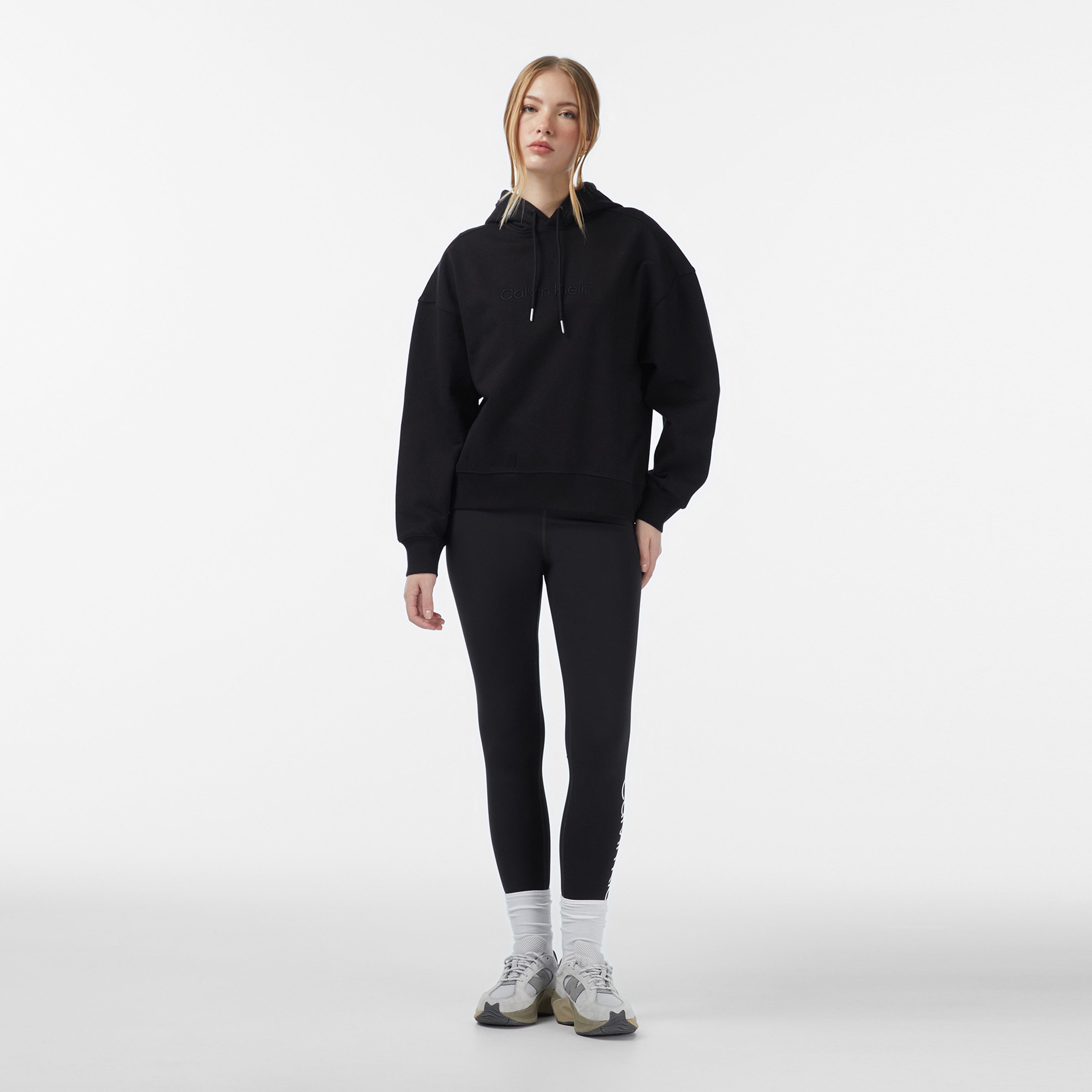 Calvin Klein Logo French Terry Kadın Siyah Sweatshirt