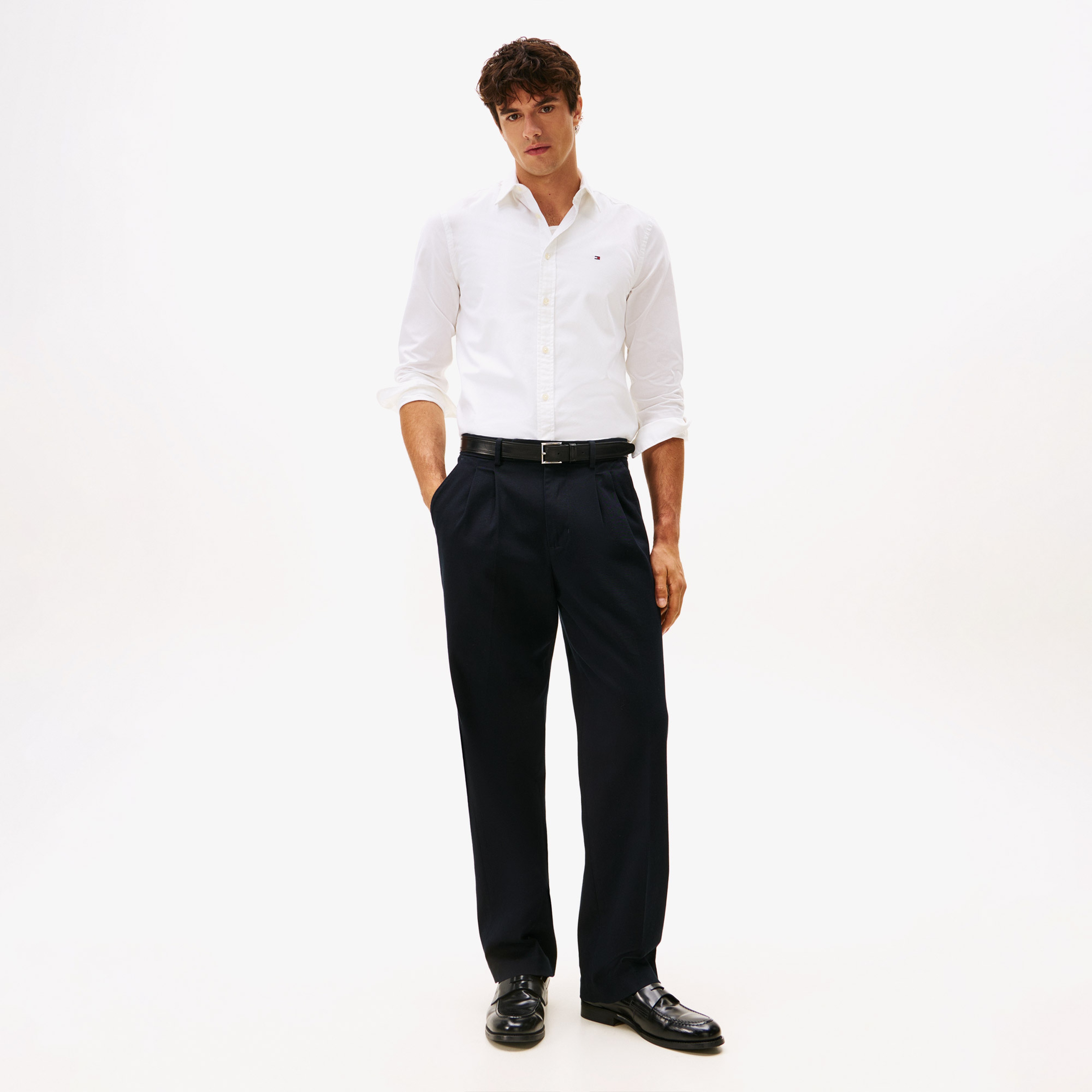 Tommy Hilfiger Flex Poplin Kent Collar Erkek Beyaz Gömlek