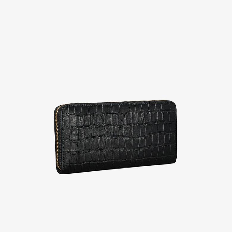 Calvin Klein Croc Long Zip Around Kadın Siyah Cüzdan