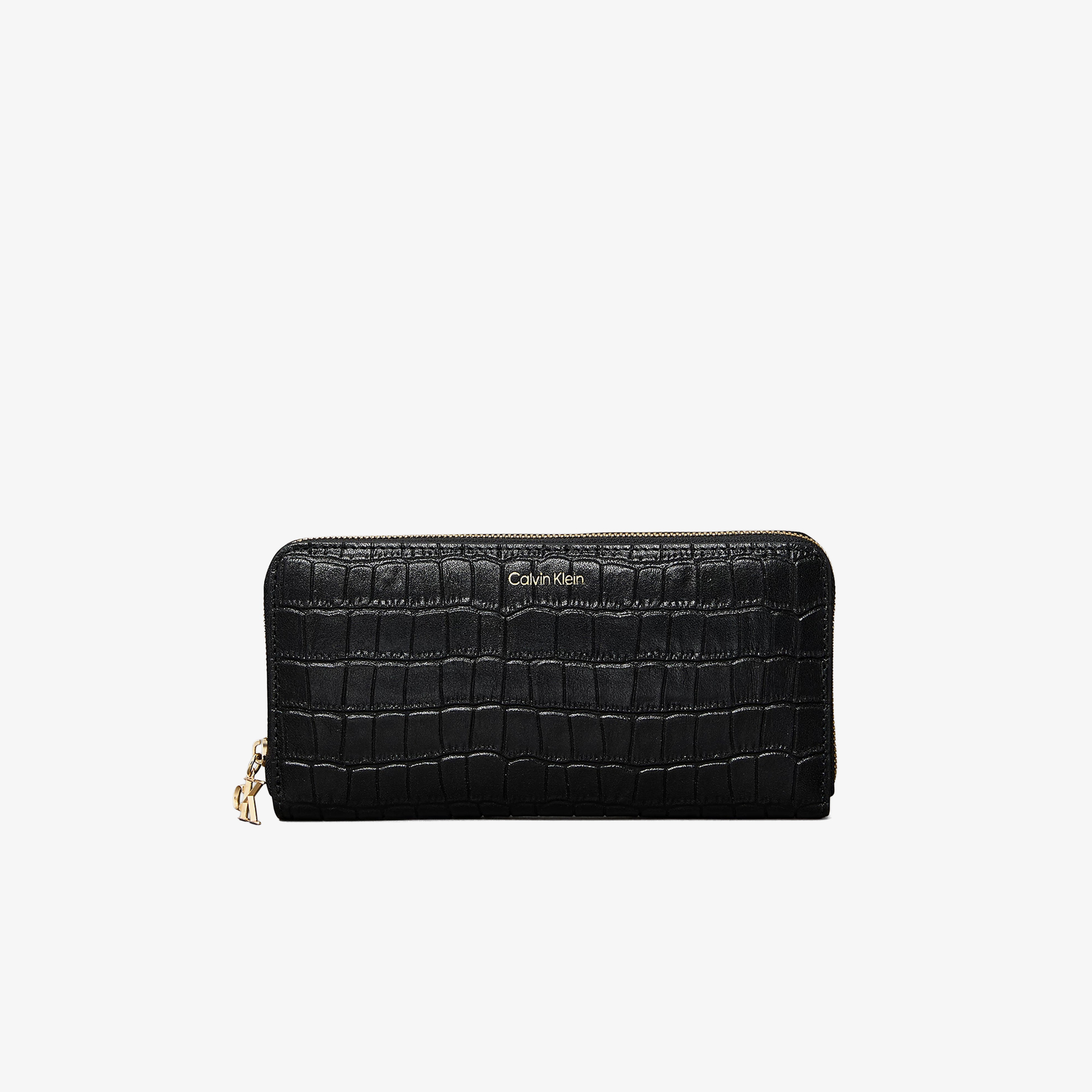 Calvin Klein Croc Long Zip Around Kadın Siyah Cüzdan
