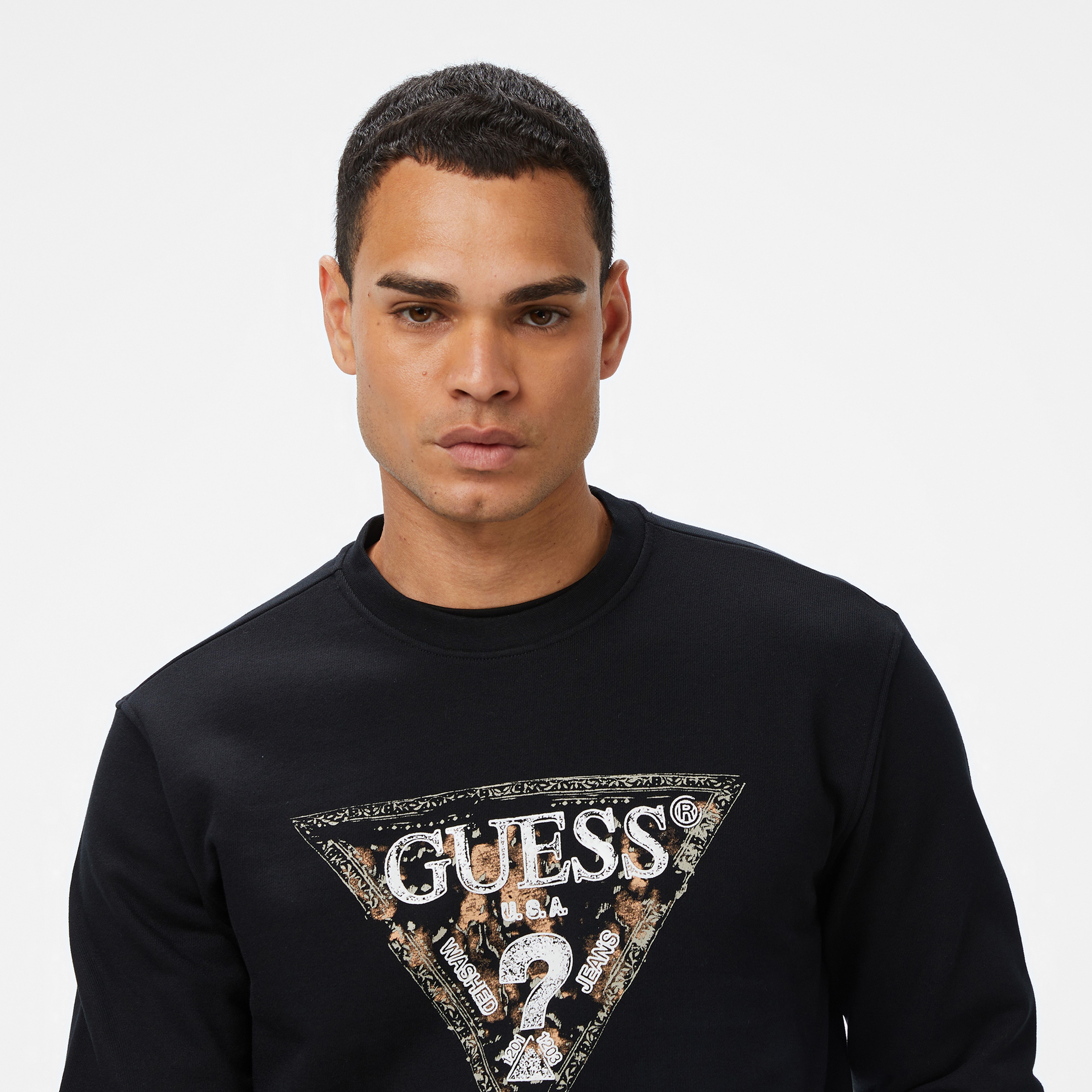 Guess Triangle Erkek Siyah Sweatshirt