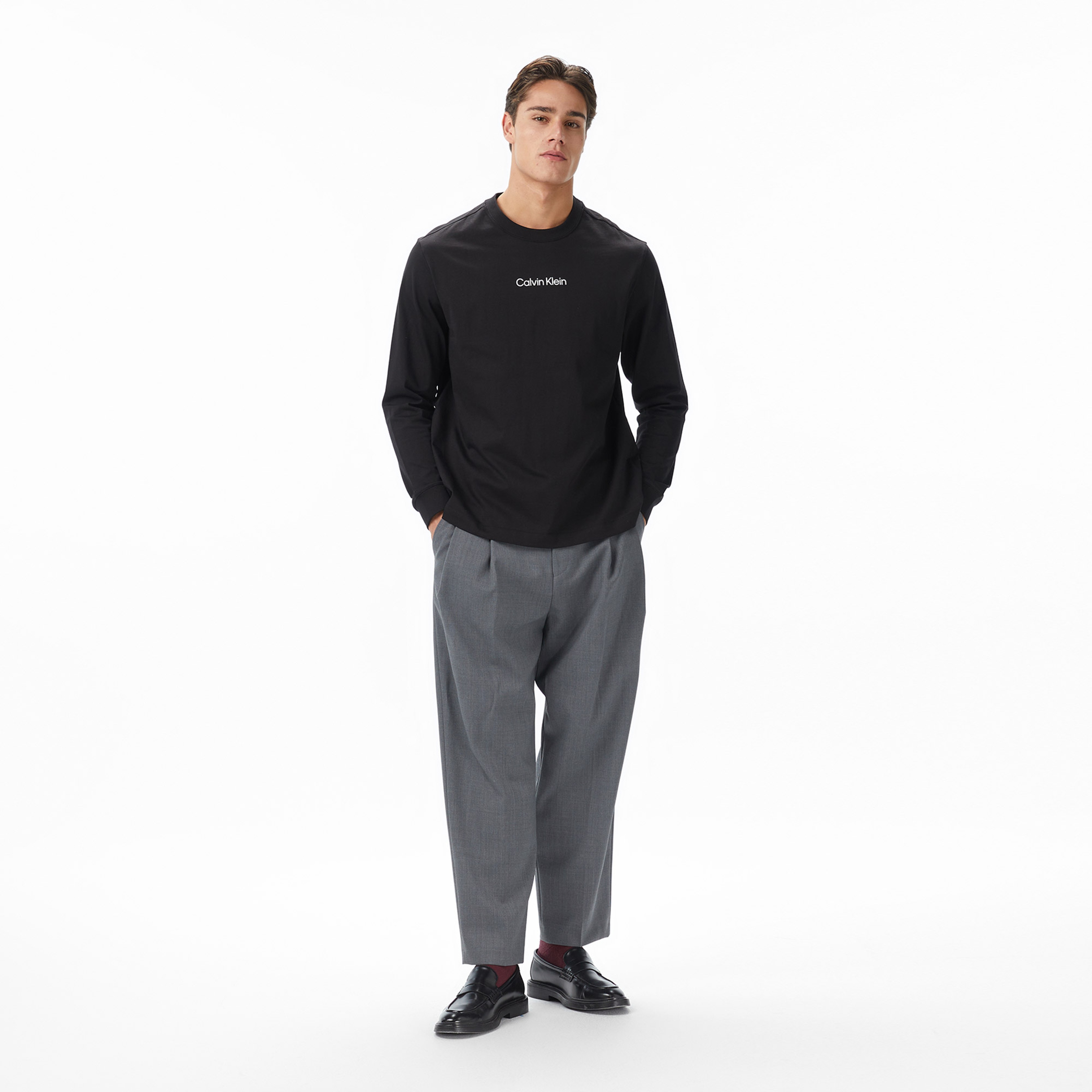 Calvin Klein Standard Logo Crew Erkek Siyah T-Shirt