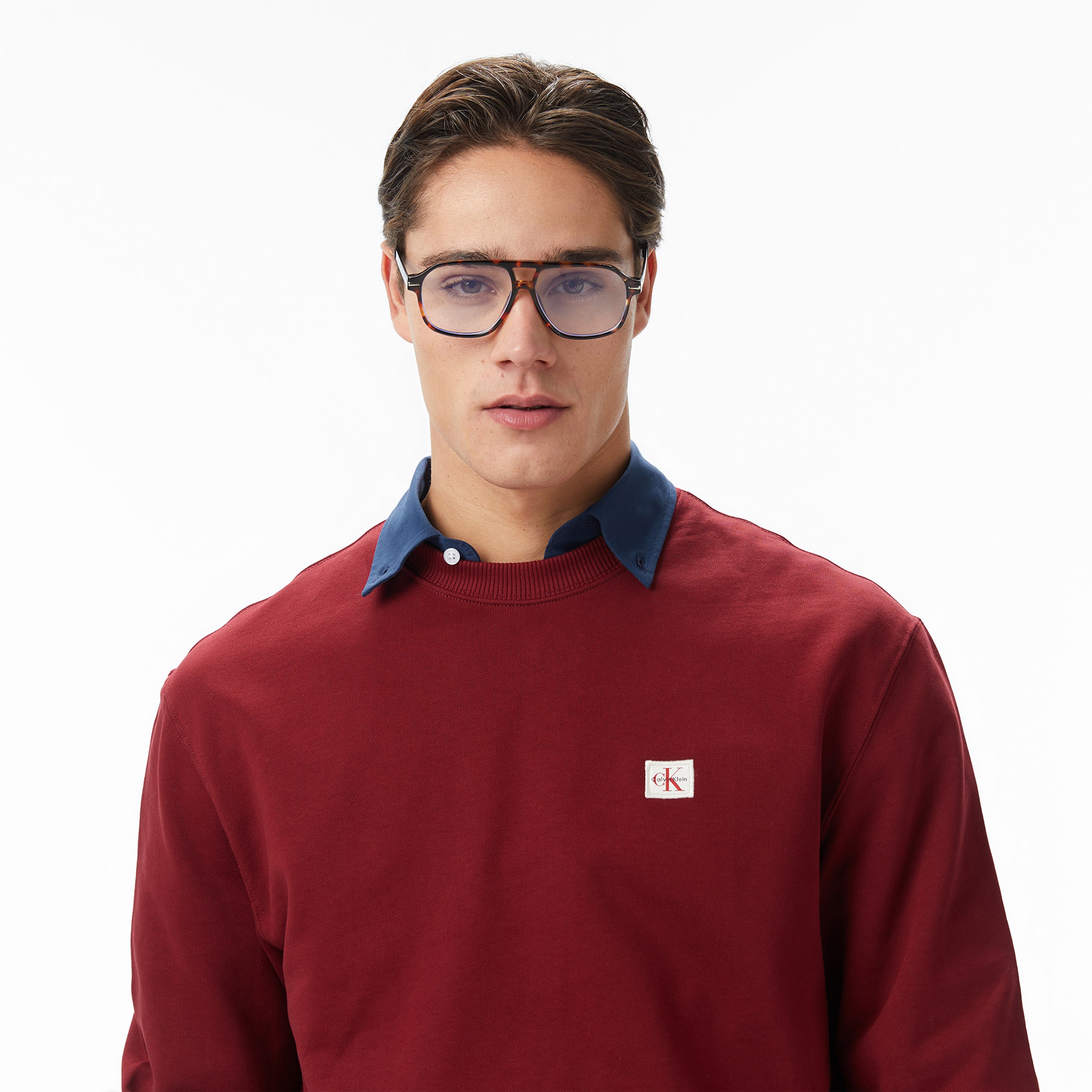 Calvin Klein Terry Badge Erkek Kırmızı Sweatshirt