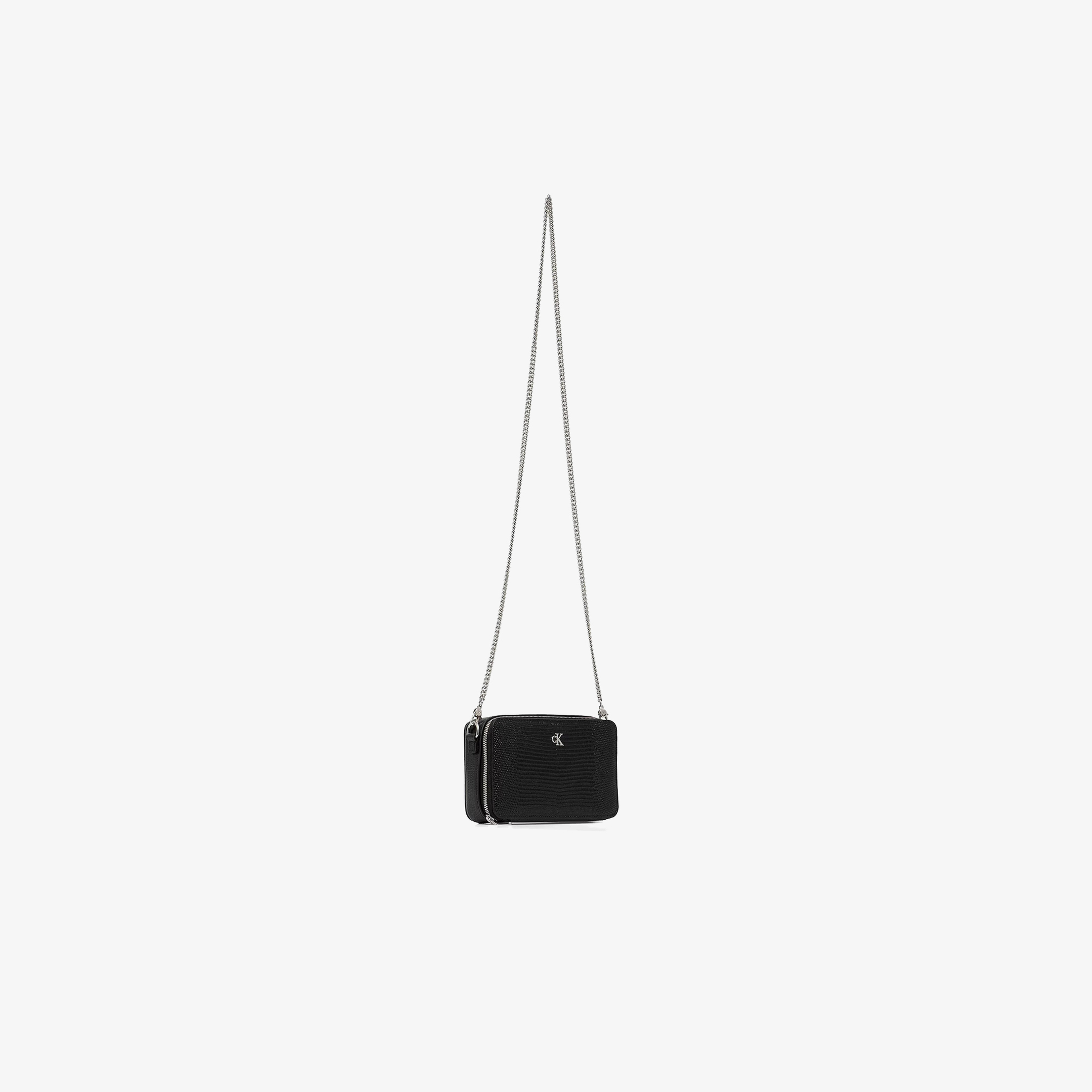 Calvin Klein Lizard Embossed Leather Mini Kadın Siyah Cüzdan