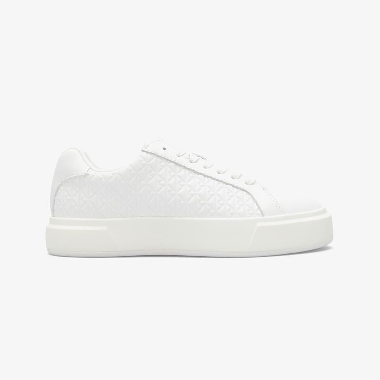Calvin Klein Basket Lace Up Lth Aop Kadın Beyaz Spor Ayakkabı