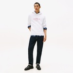 Tommy Hilfiger Oval Graphic Erkek Beyaz Hoodie