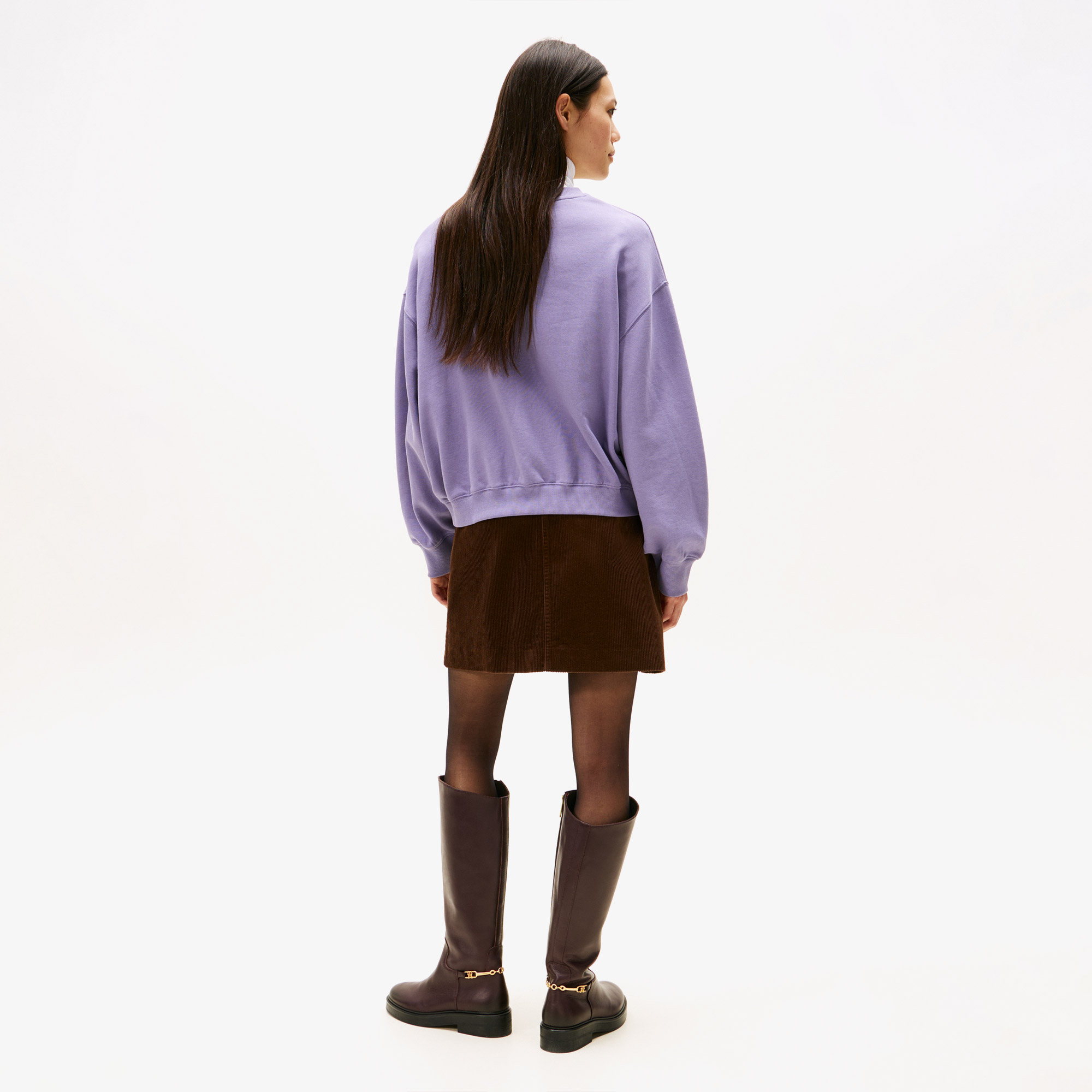 Tommy Hilfiger Classic Script Terry Kadın Mor Sweatshirt