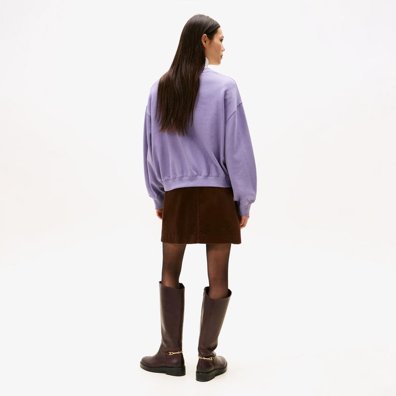 Tommy Hilfiger Classic Script Terry Kadın Mor Sweatshirt