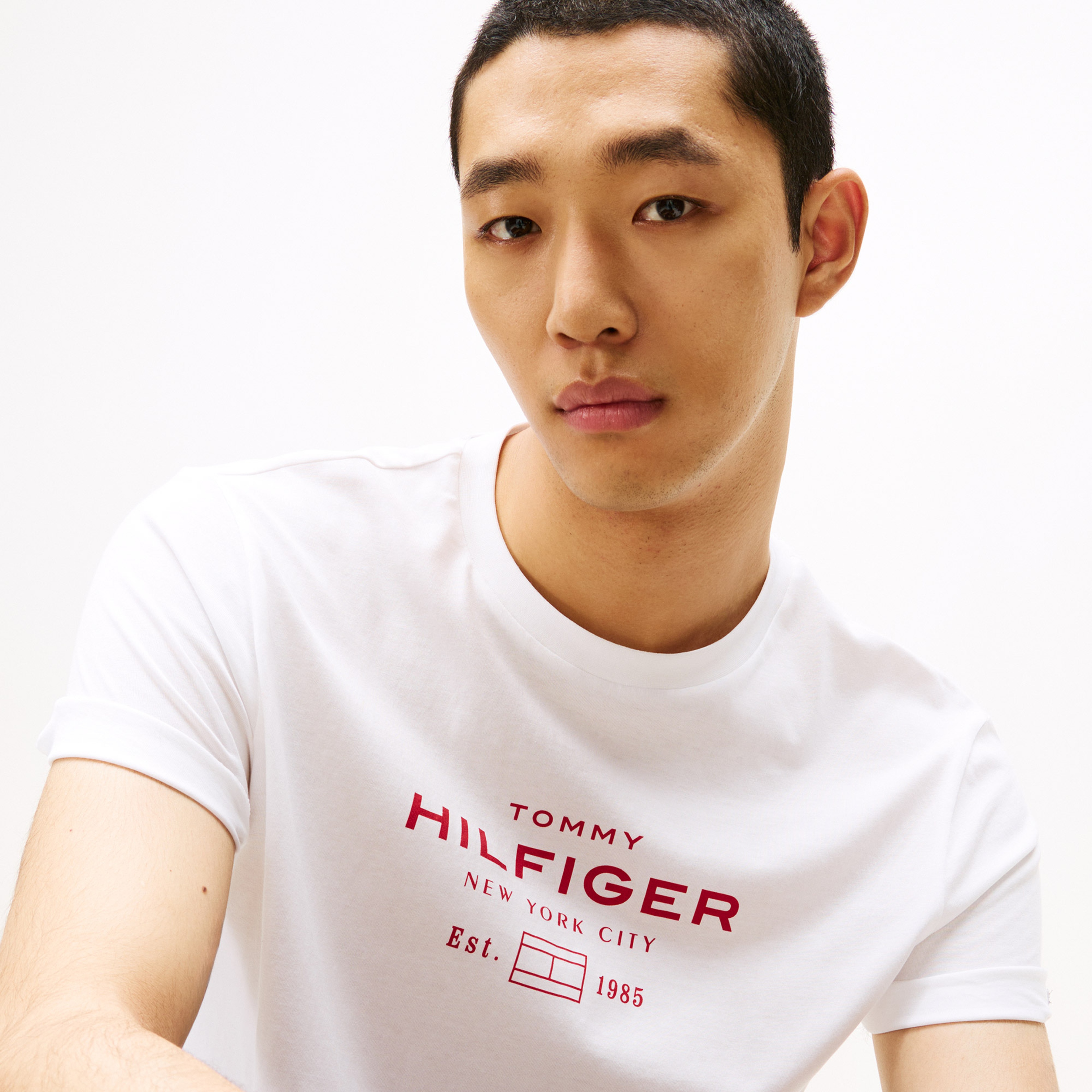 Tommy Hilfiger Stack Graphic Erkek Beyaz T-Shirt