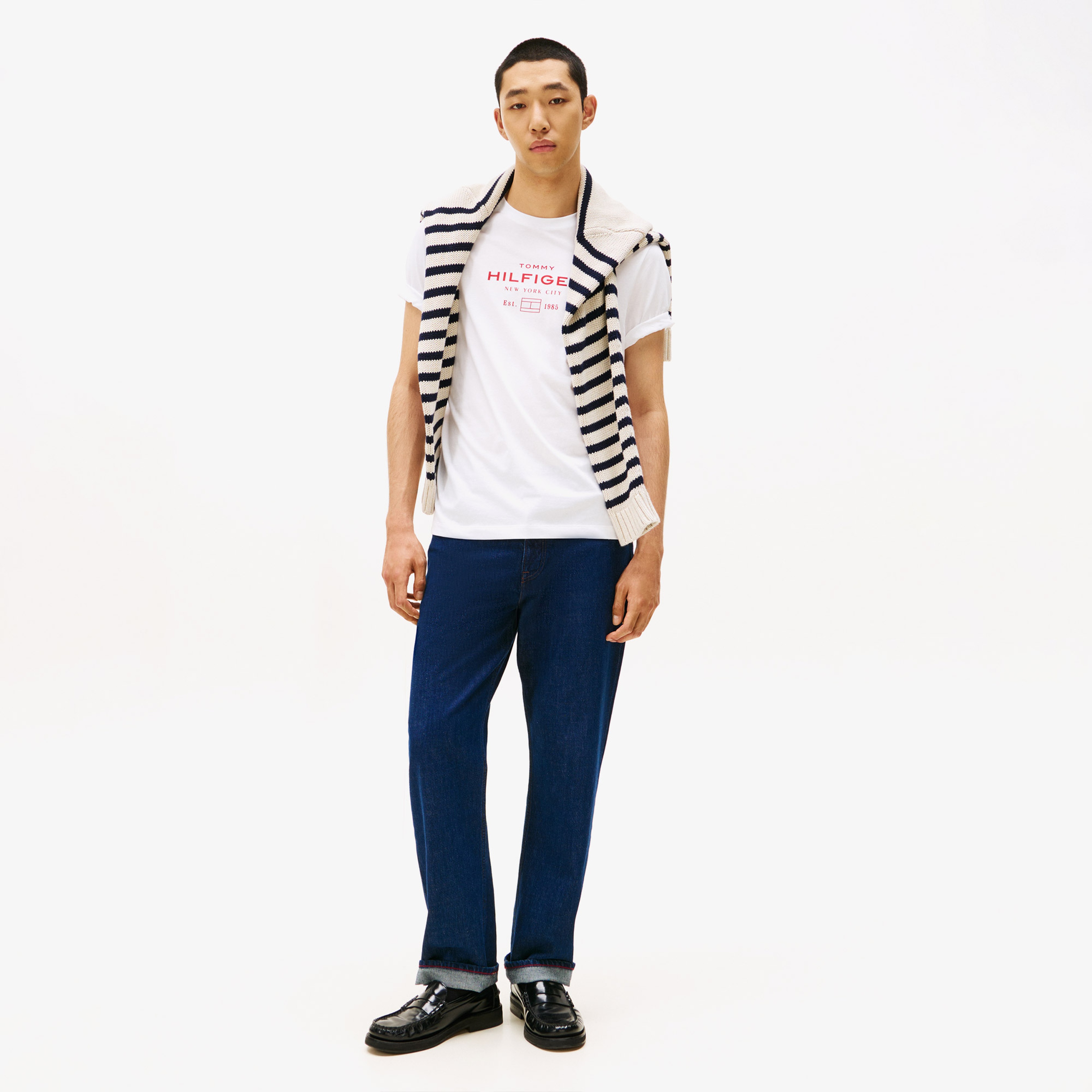 Tommy Hilfiger Stack Graphic Erkek Beyaz T-Shirt