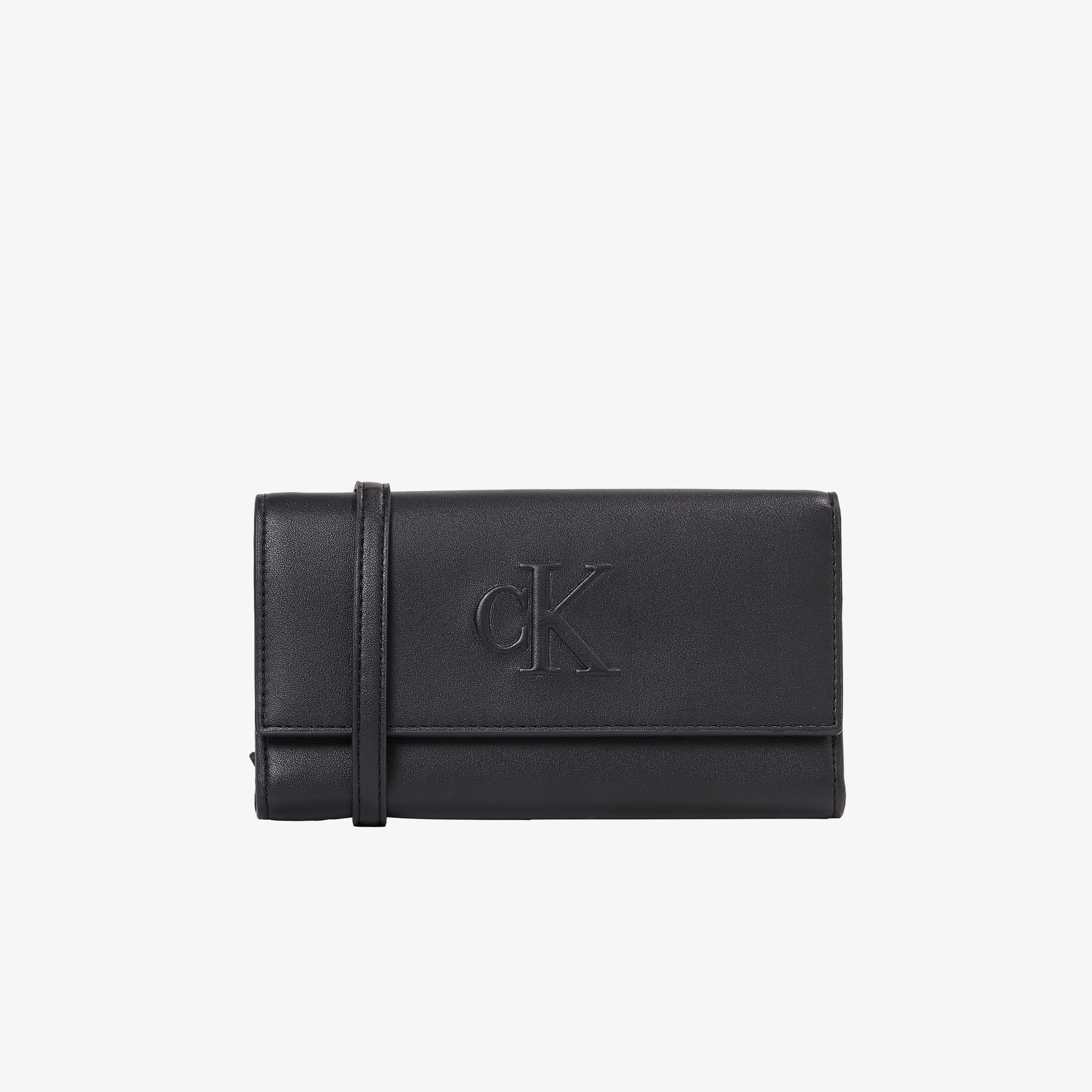Calvin Klein Sculpted Long Fold Strap Kadın Siyah Cüzdan