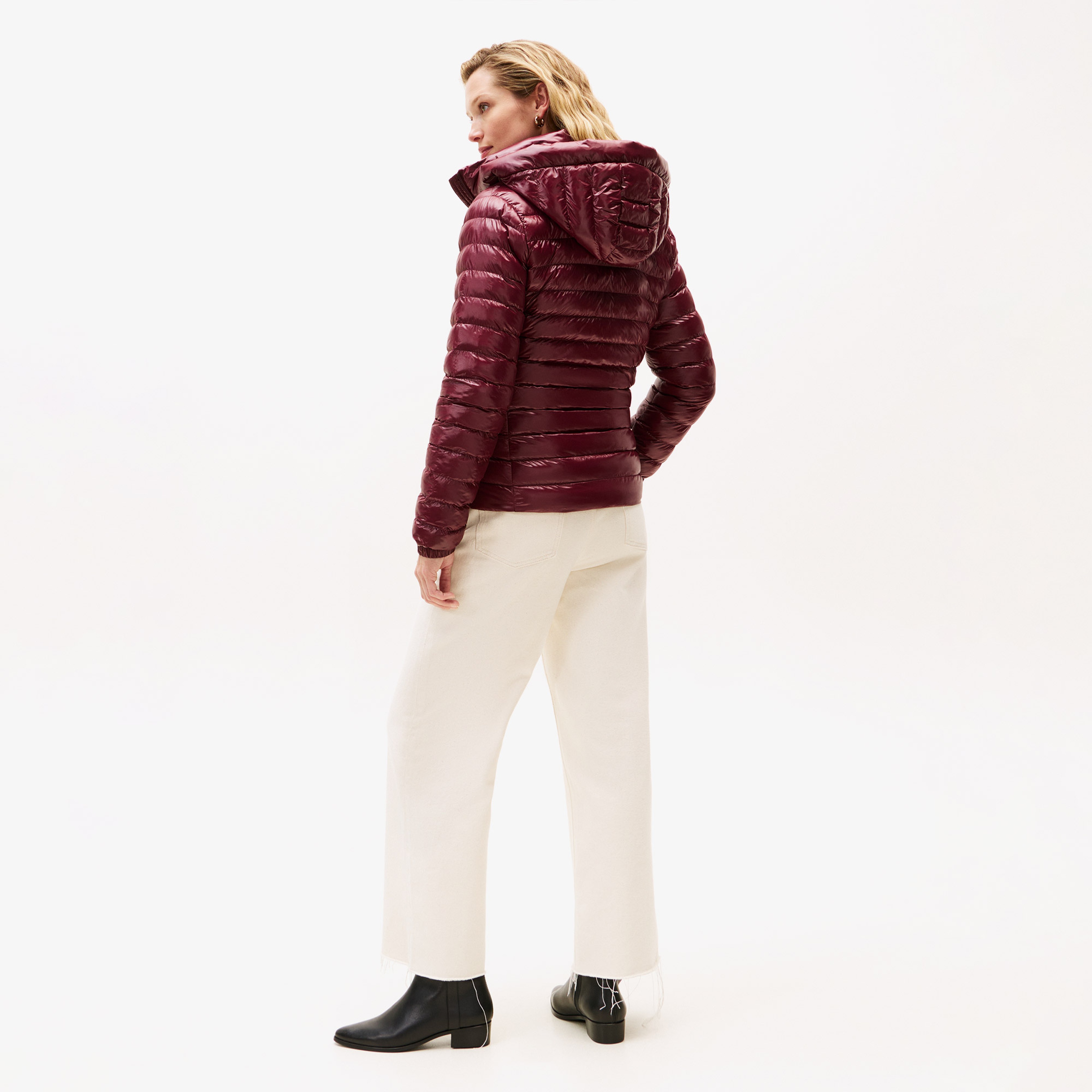 Tommy Hilfiger Padded Slim Kadın Puffer Bordo Mont