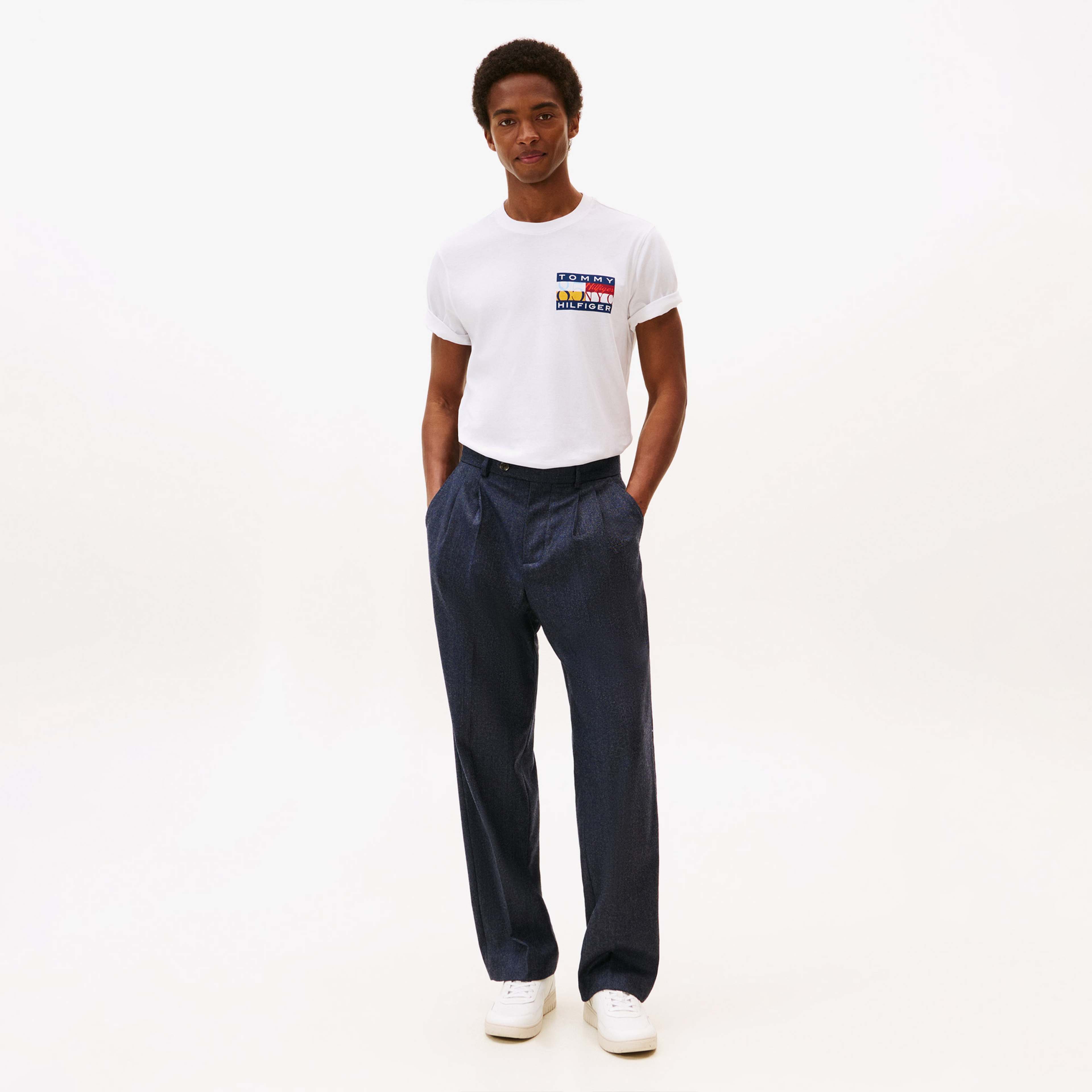 Tommy Hilfiger Colour Flag Erkek Beyaz T-Shirt