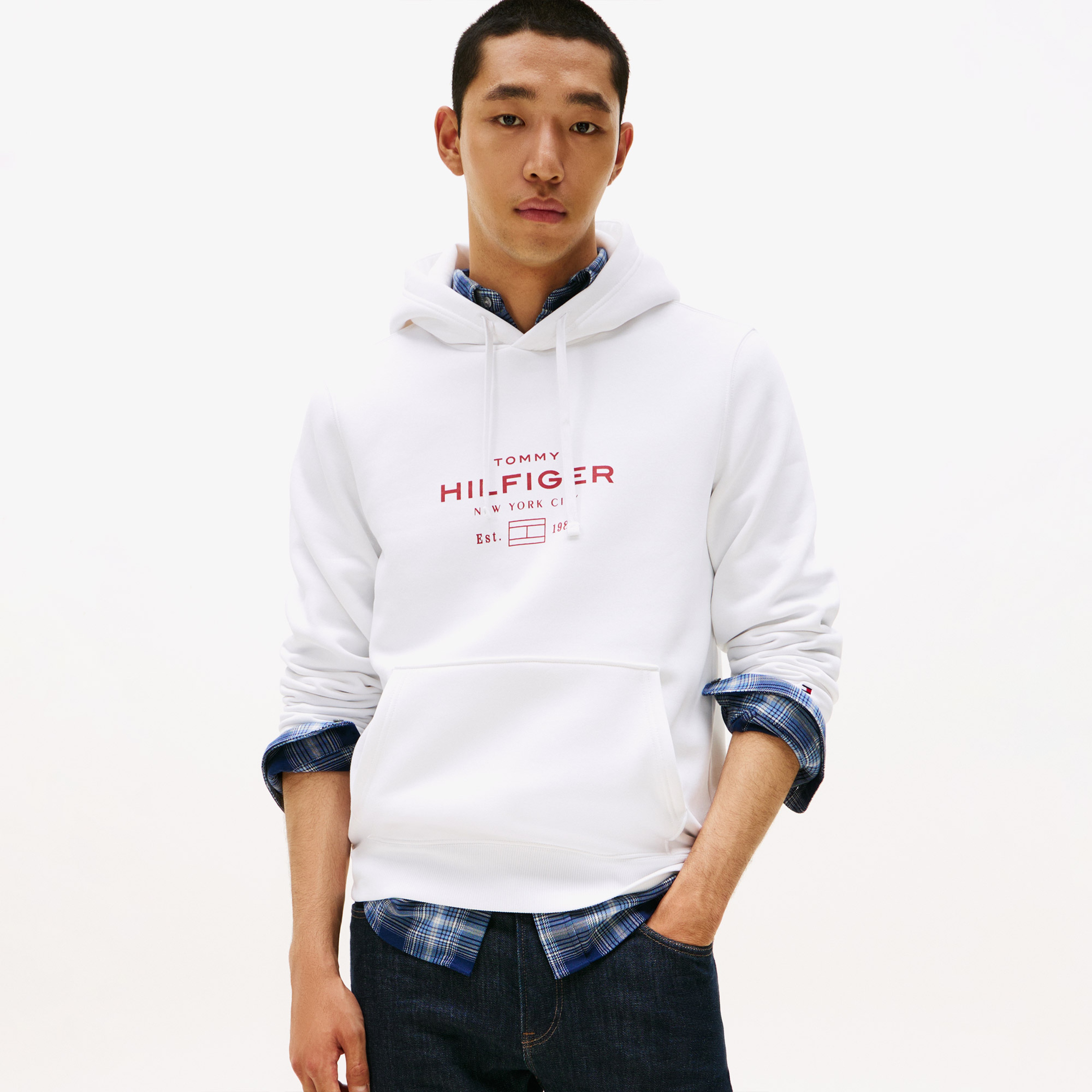 Tommy Hilfiger Oval Graphic Erkek Beyaz Hoodie