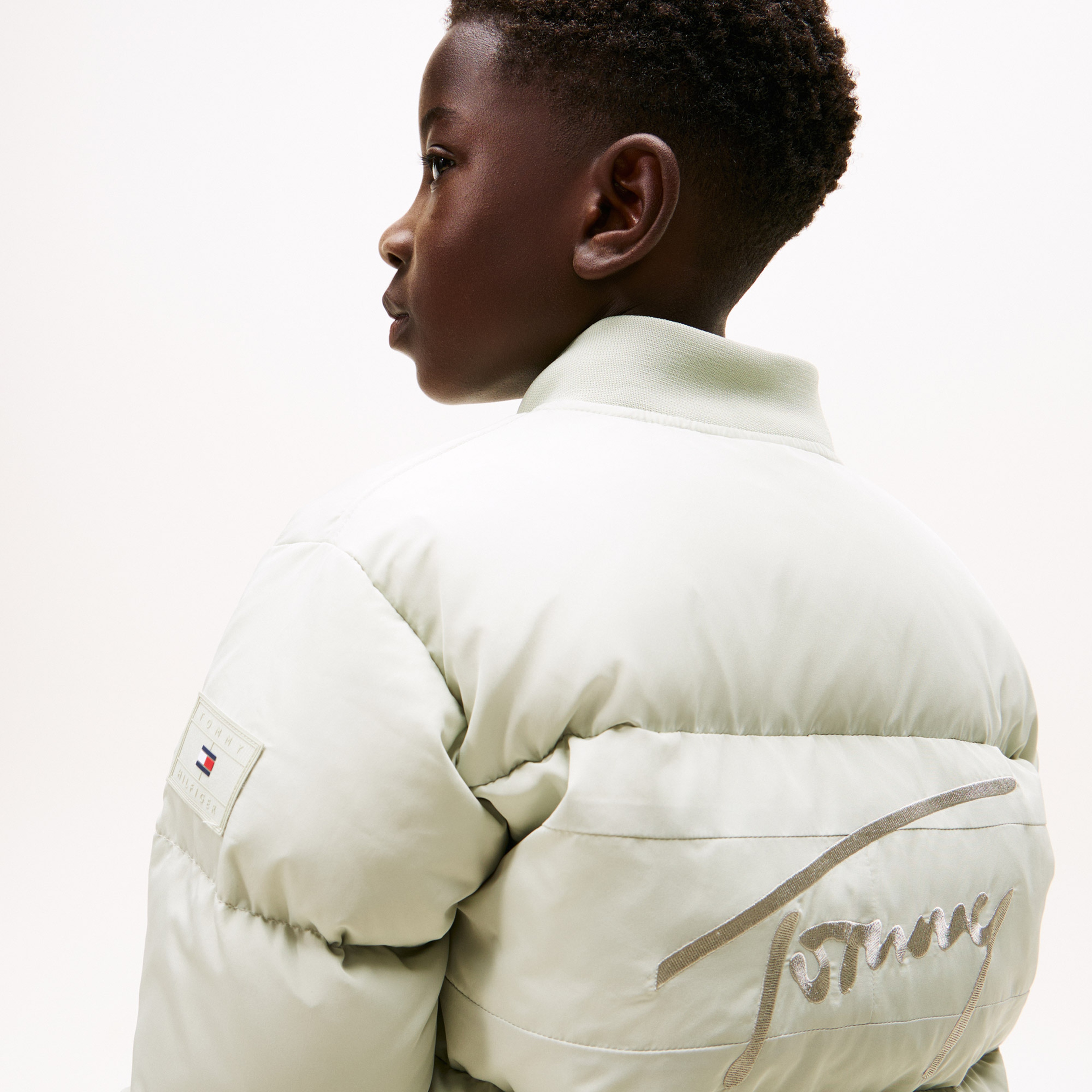 Tommy Hilfiger Flag Down Çocuk Puffer Krem Mont