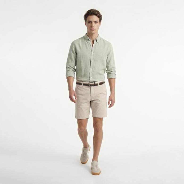 Nautica Erkek Yeşil Regular Fit Keten Gömlek