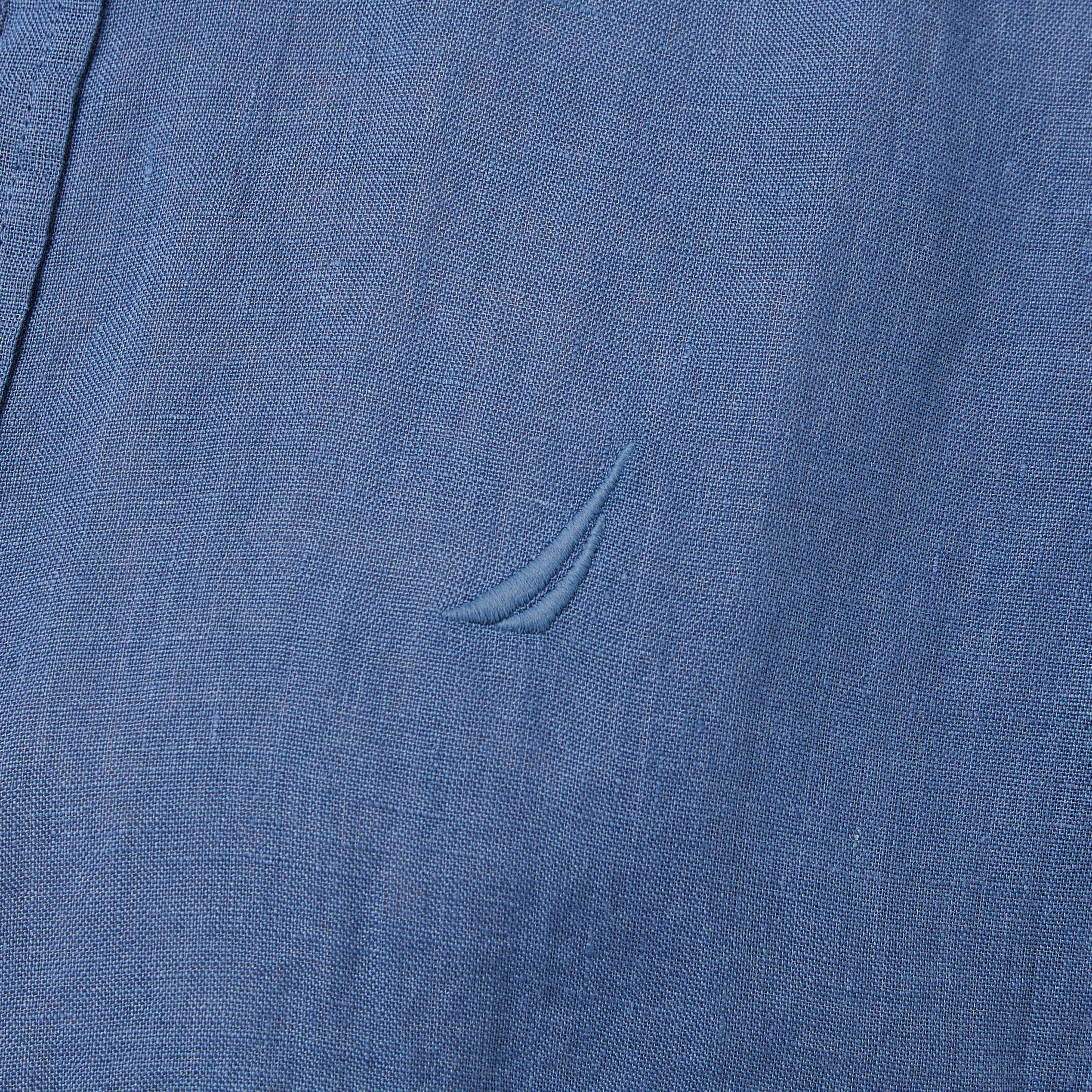 Nautica Erkek Mavi Regular Fit Keten Gömlek