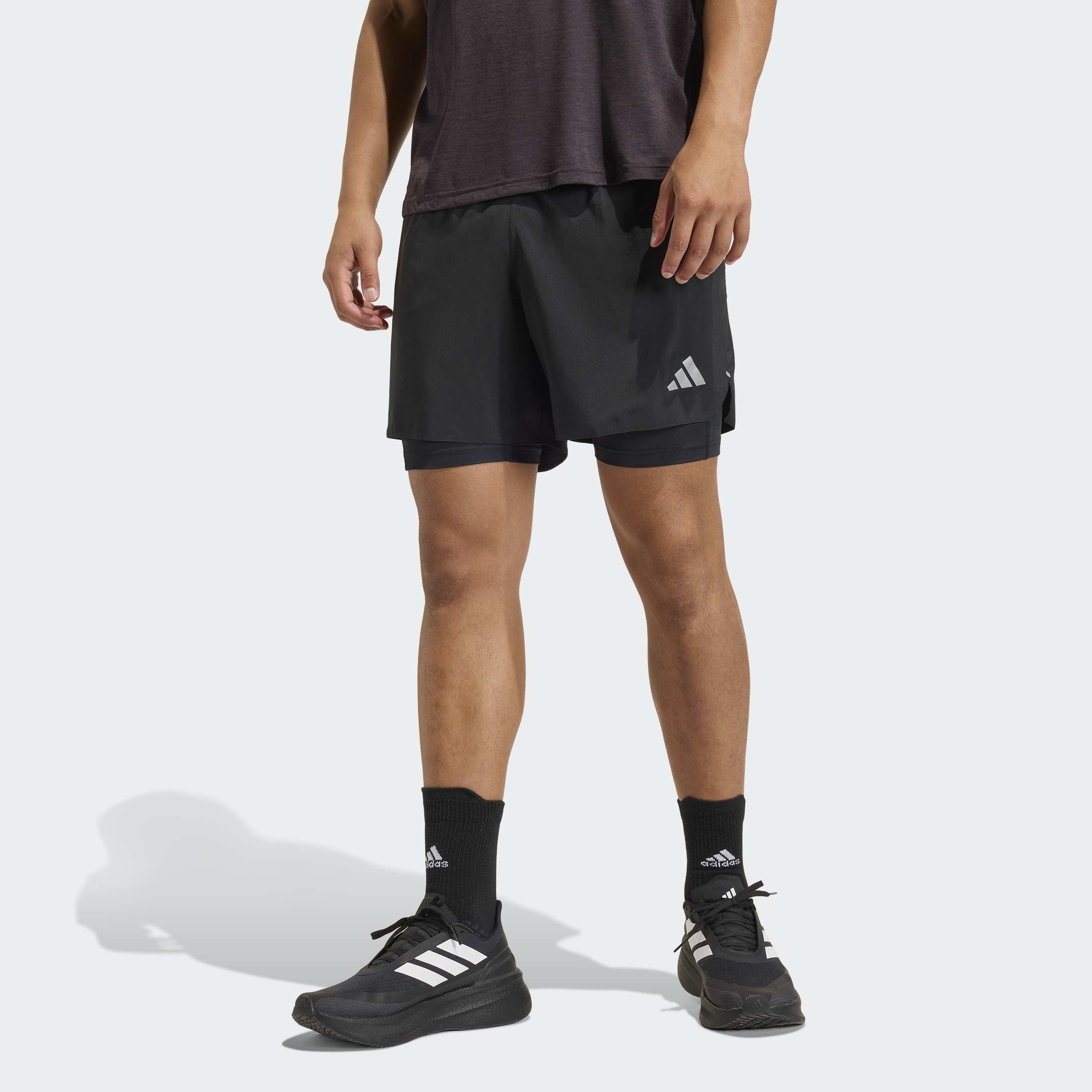 adidas Adi365 Running Essentials 2in1 Erkek Siyah Koşu Şortu