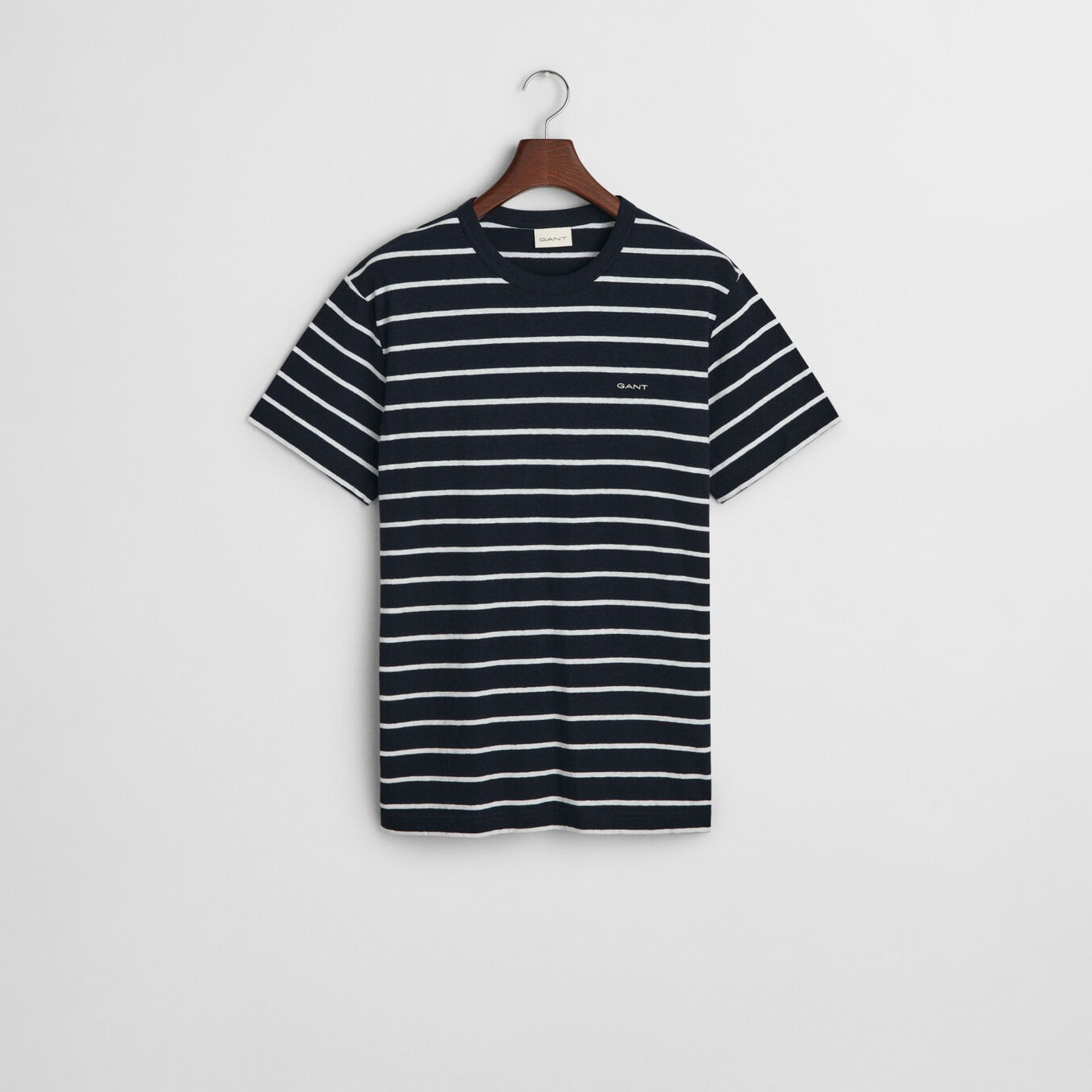 GANT Erkek Lacivert Regular Fit Bisiklet Yaka Çizgili T-Shirt