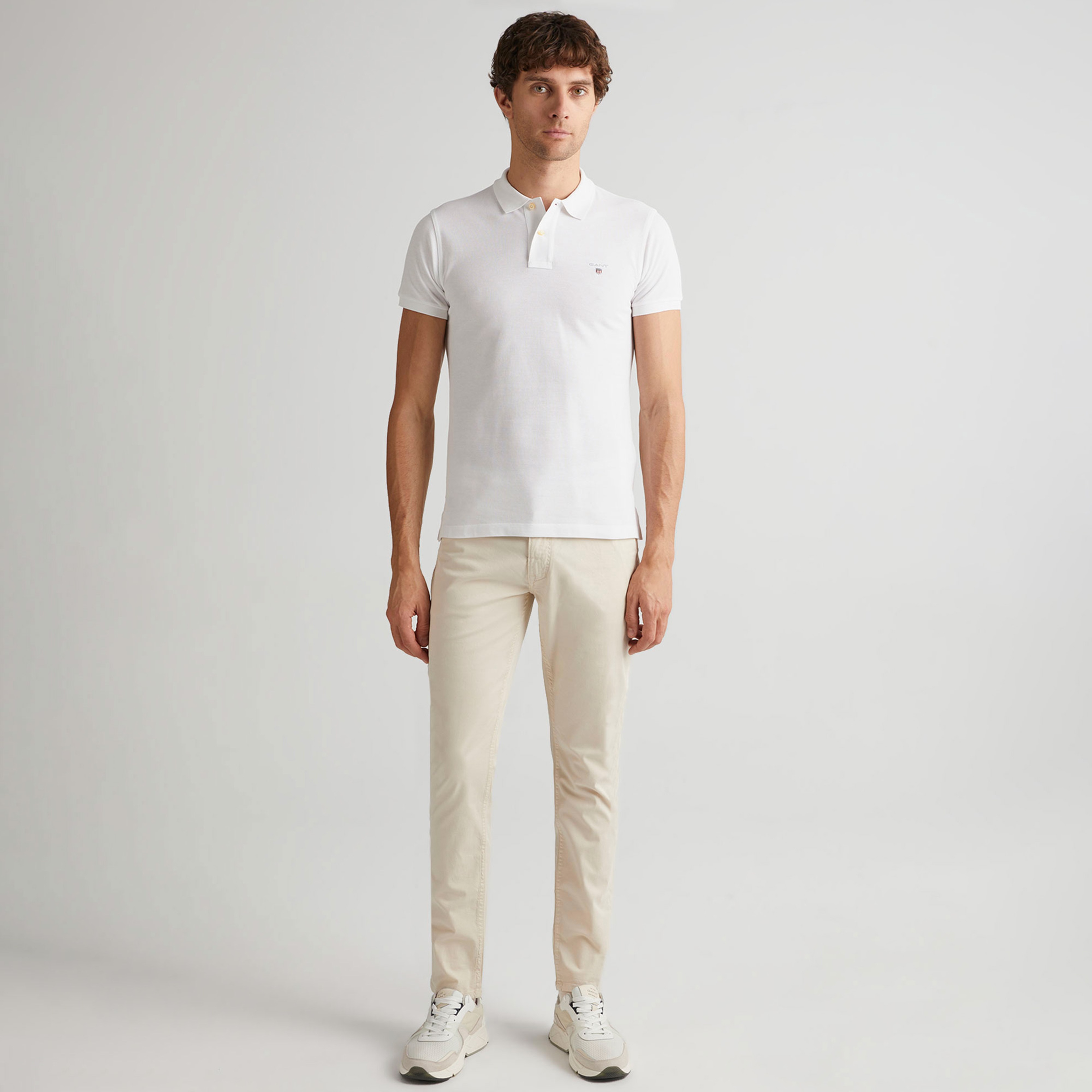 GANT Erkek Beyaz Slim Fit Polo