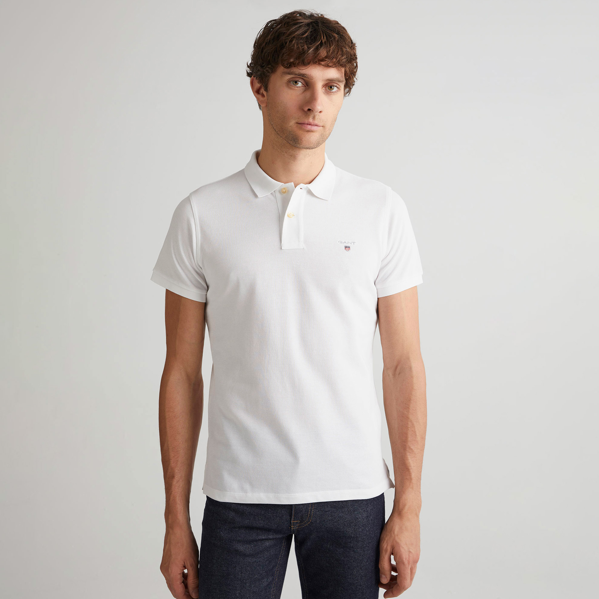 GANT Erkek Beyaz Regular Fit Polo