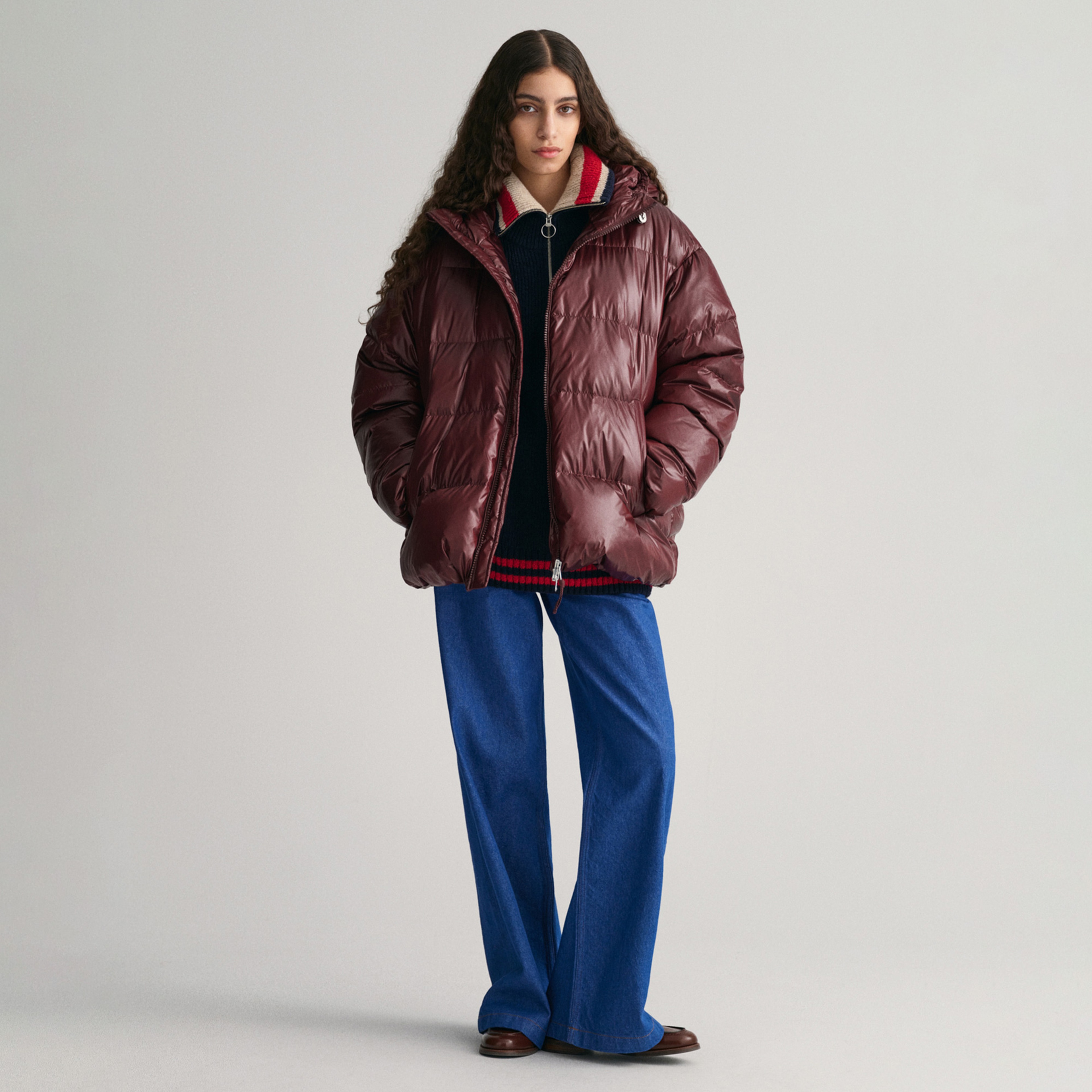GANT Erkek Bordo Oversize Fit Kapüşonlu Kuş Tüyü Mont