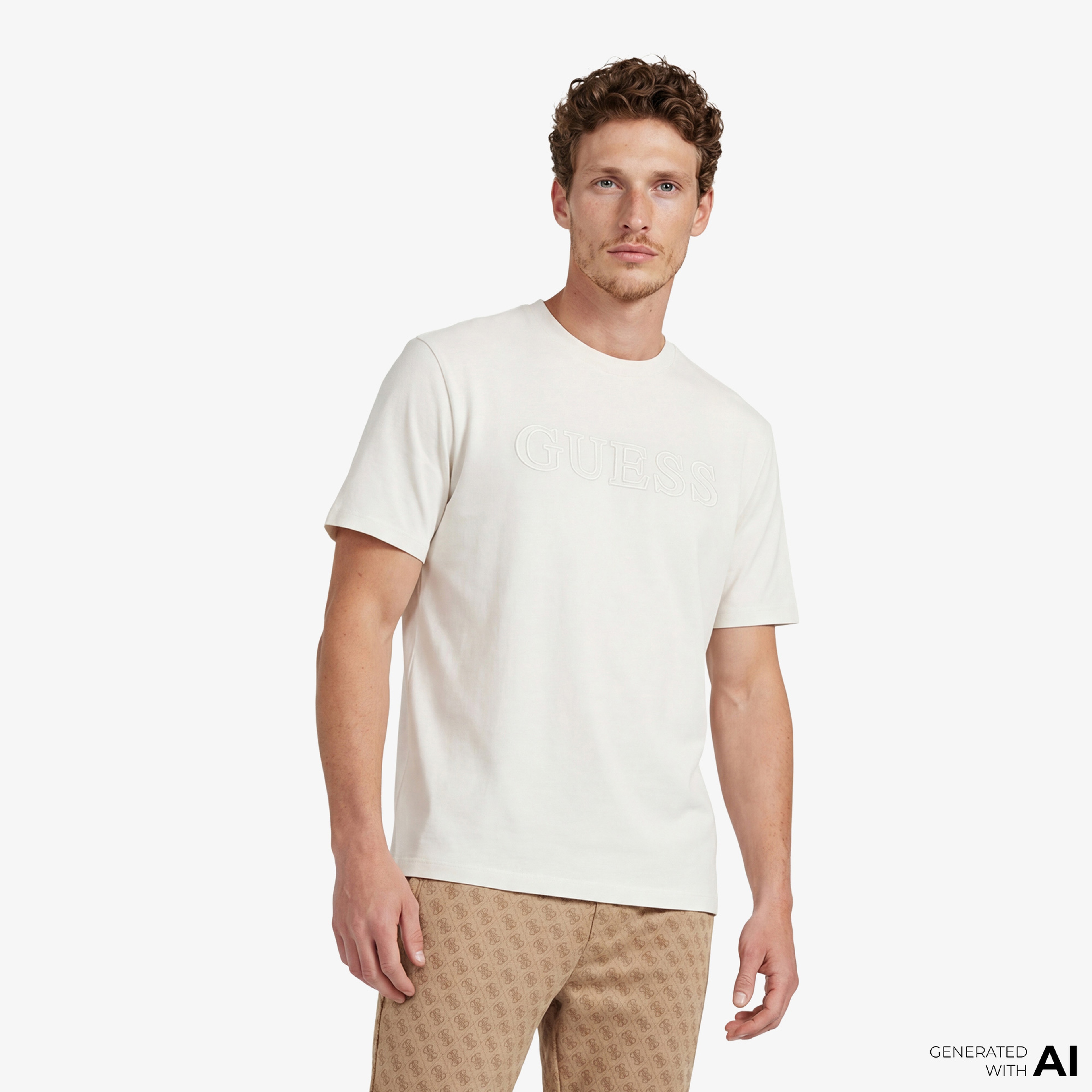 Guess Erkek Krem T-Shirt