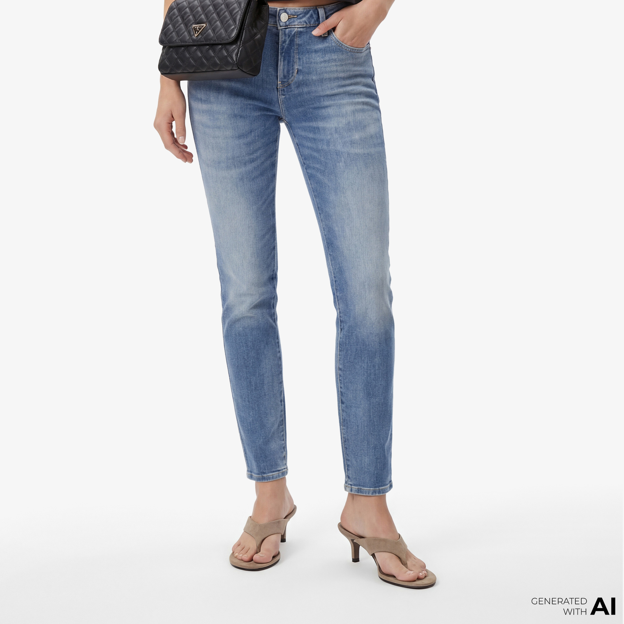 Guess Kadın Mavi Kot Pantolon