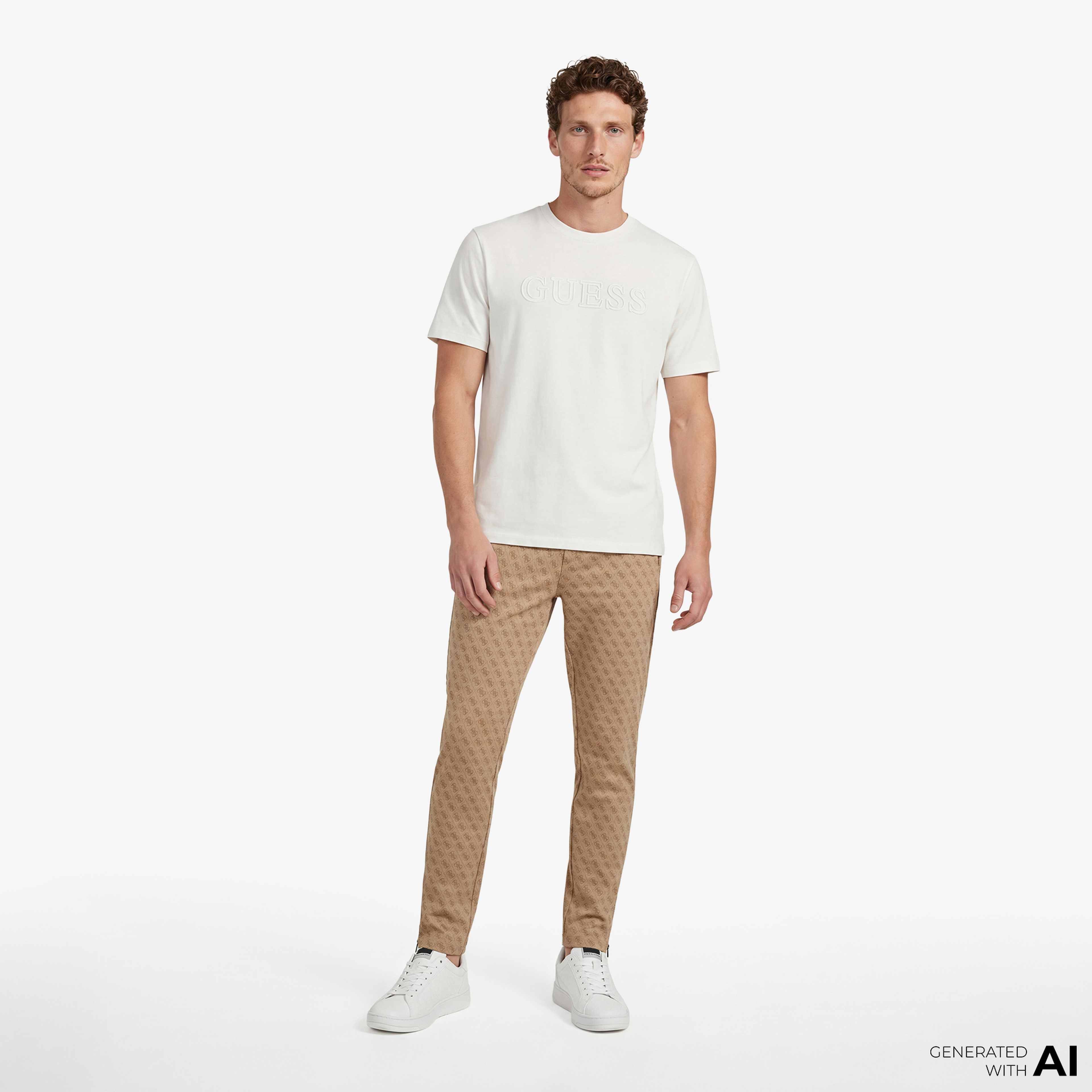 Guess Erkek Krem T-Shirt