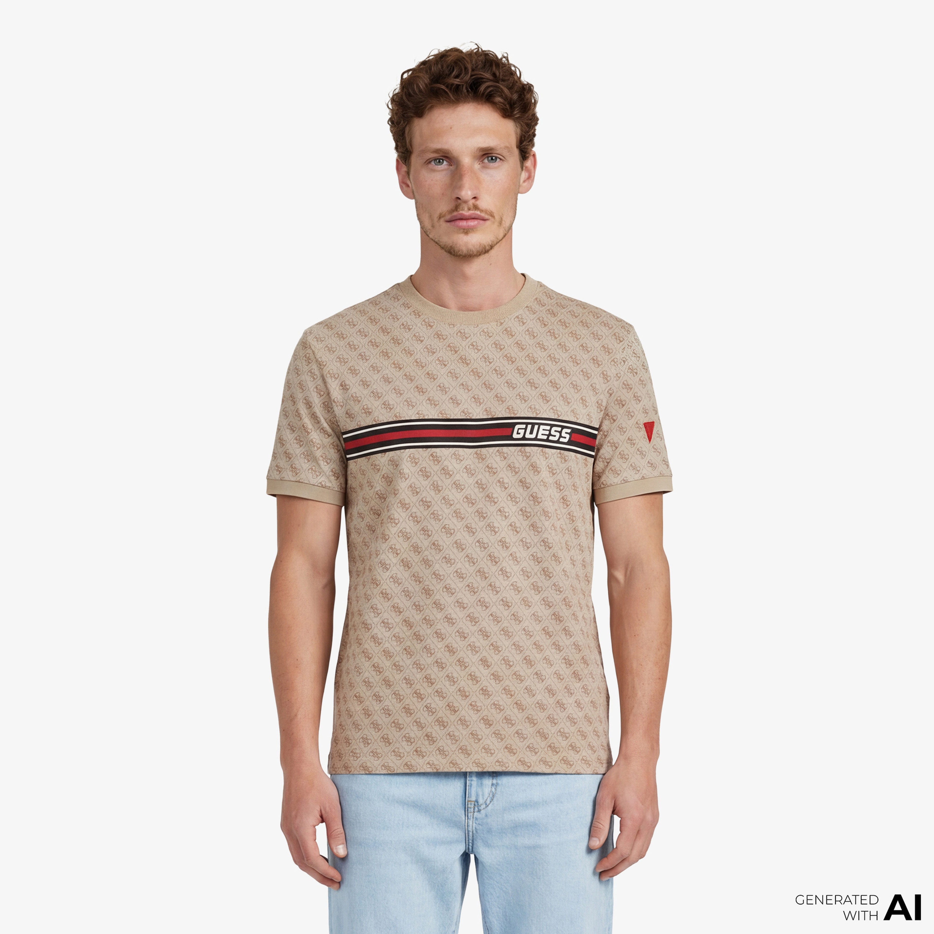 Guess Erkek Bej T-Shirt